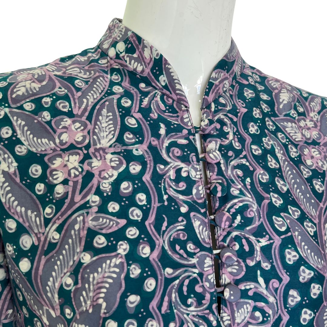 Batik Tulis Puff Sleeve Cheongsam Dress - M