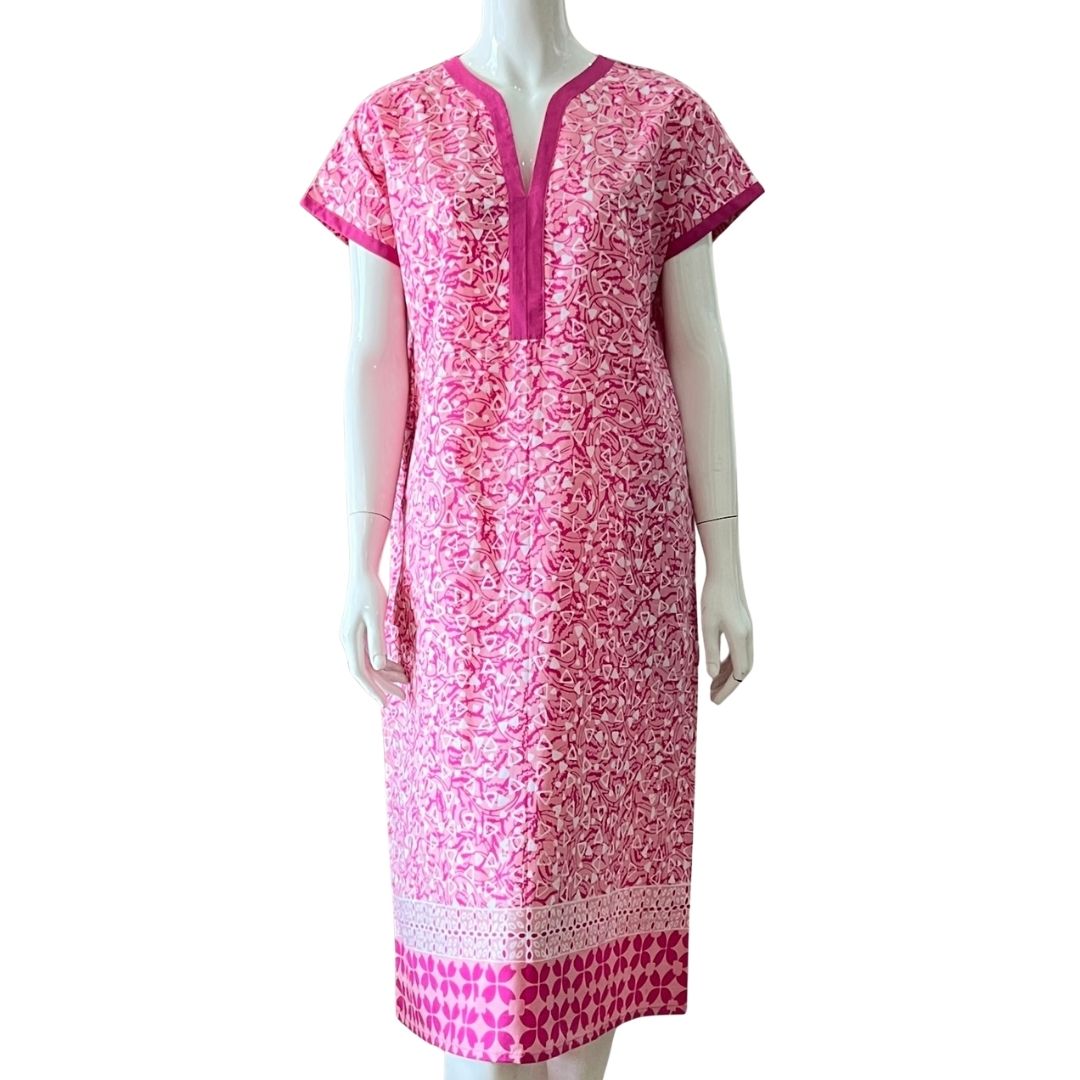 V Neck Cap Sleeve Midi Dress - S