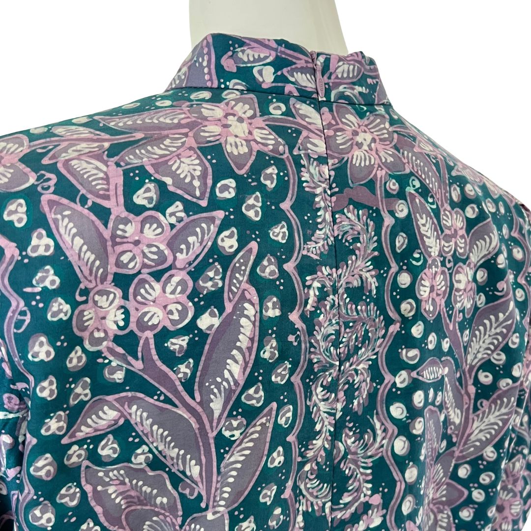 Batik Tulis Puff Sleeve Cheongsam Dress - M