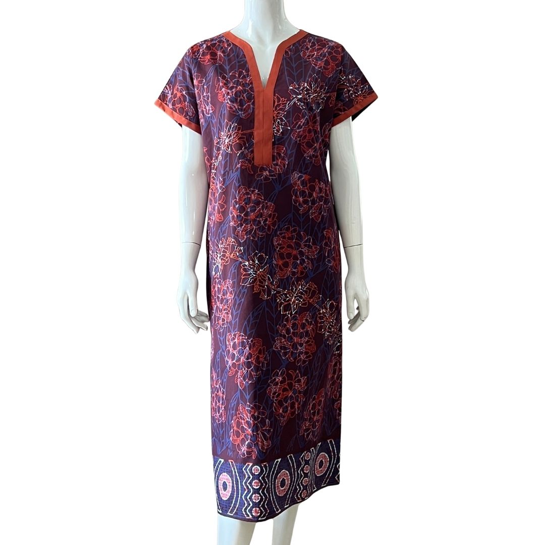 V Neck Cap Sleeve Midi Dress - L