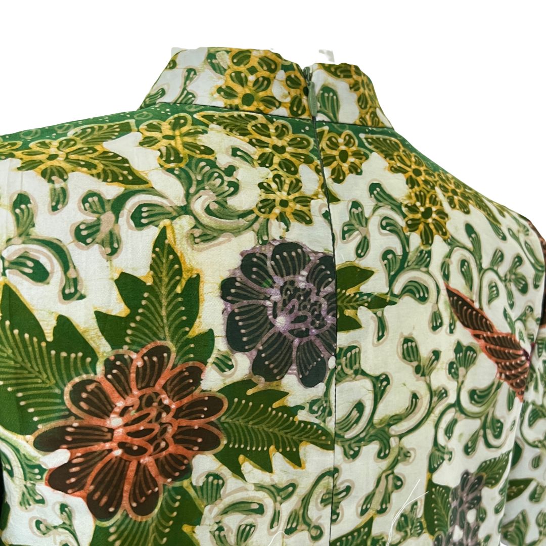Batik Tulis Puff Sleeve Cheongsam Dress - XS