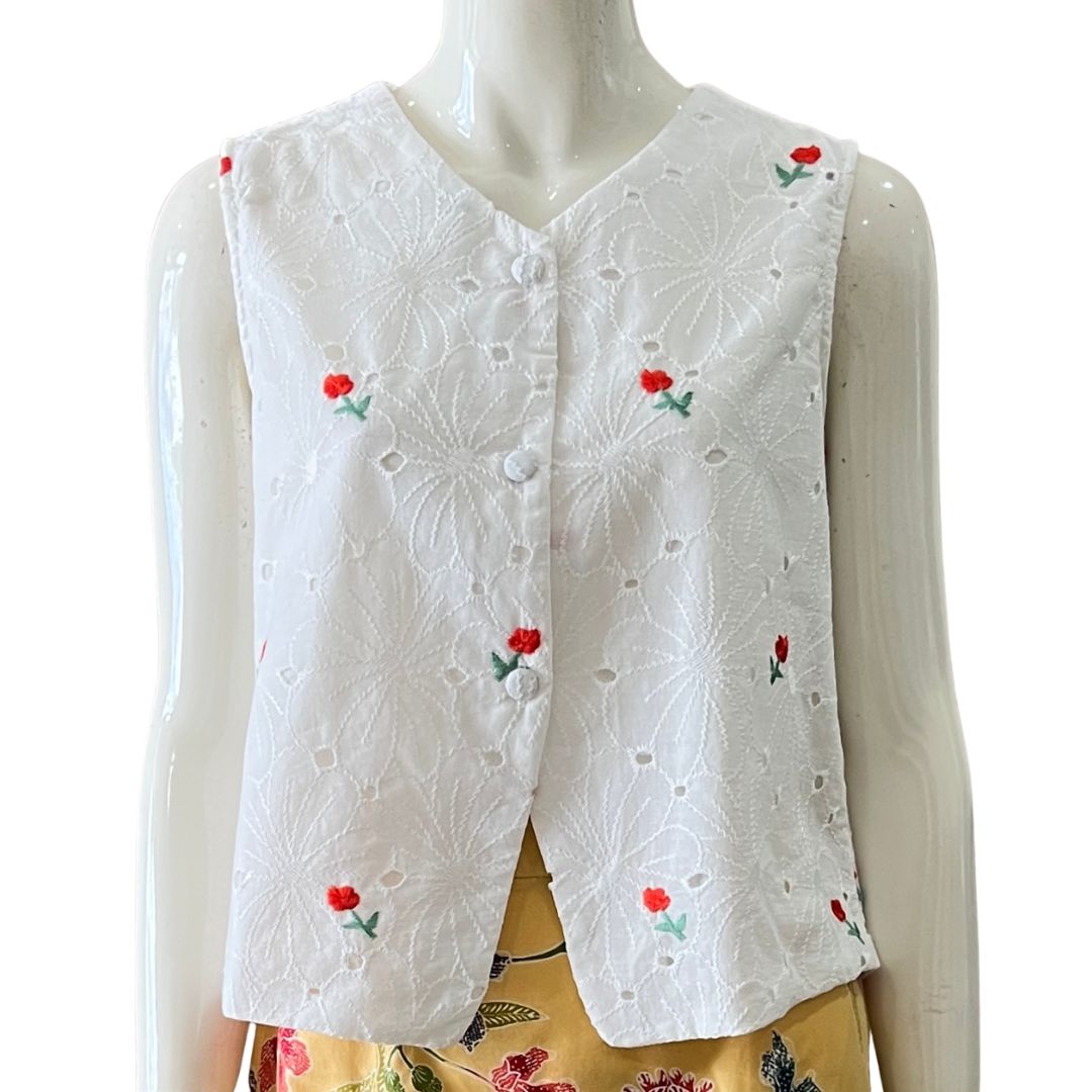 Eyelet Vest - Red