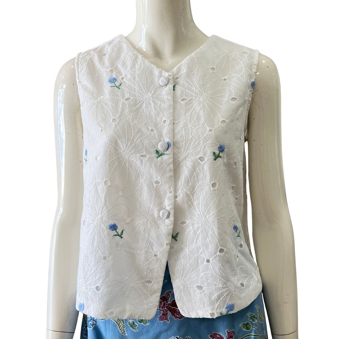 Eyelet Vest - Blue