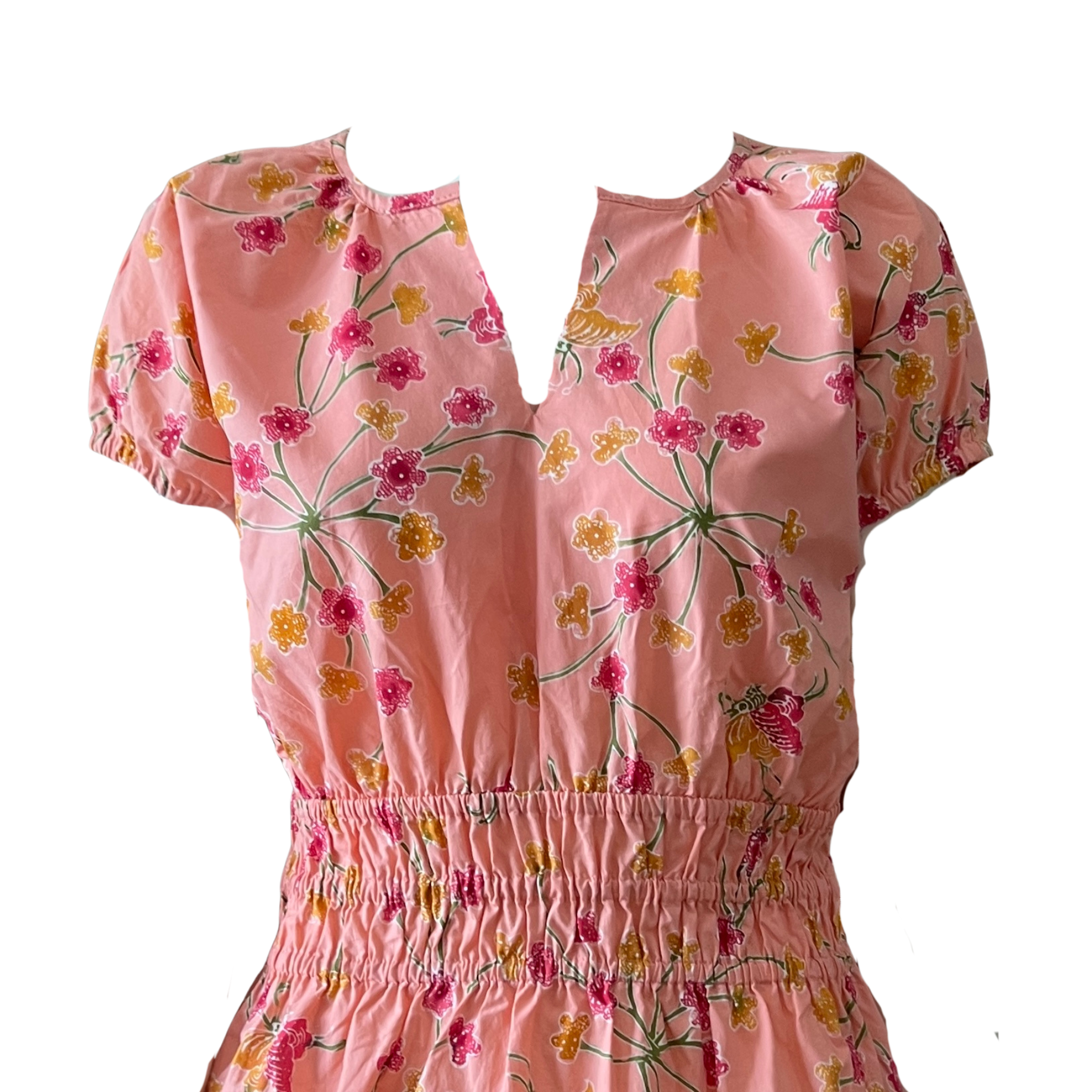 Gathered Waist Midi Dress - M