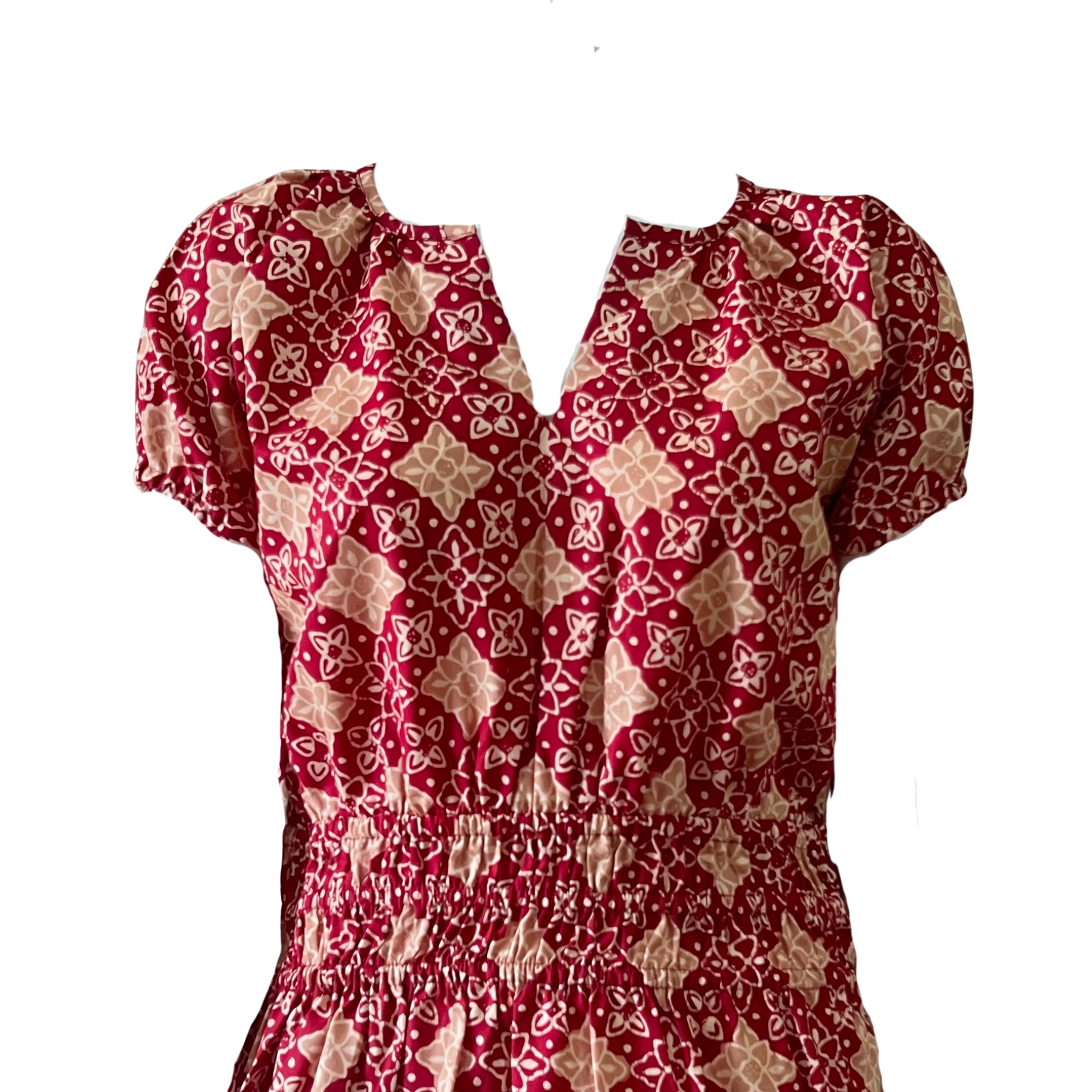 Gathered Waist Midi Dress -L