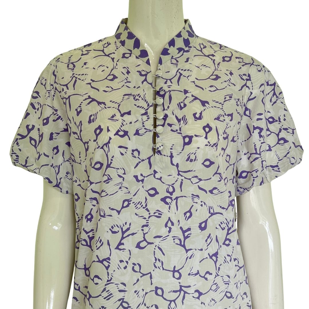 Puff Sleeve Cheongsam Dress - M