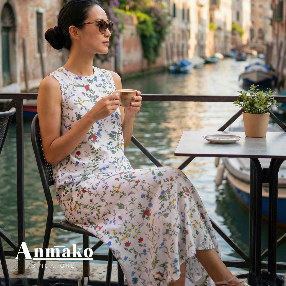 JP Linen Round Neck Maxi Dress