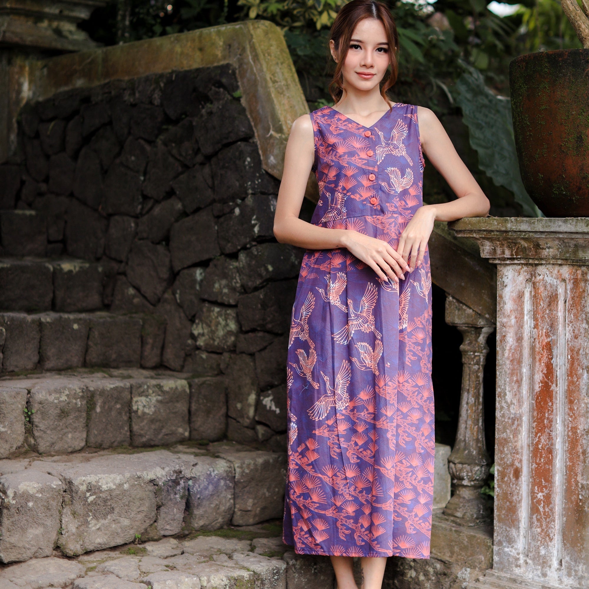 Reversible Batik Maxi Dress - XS