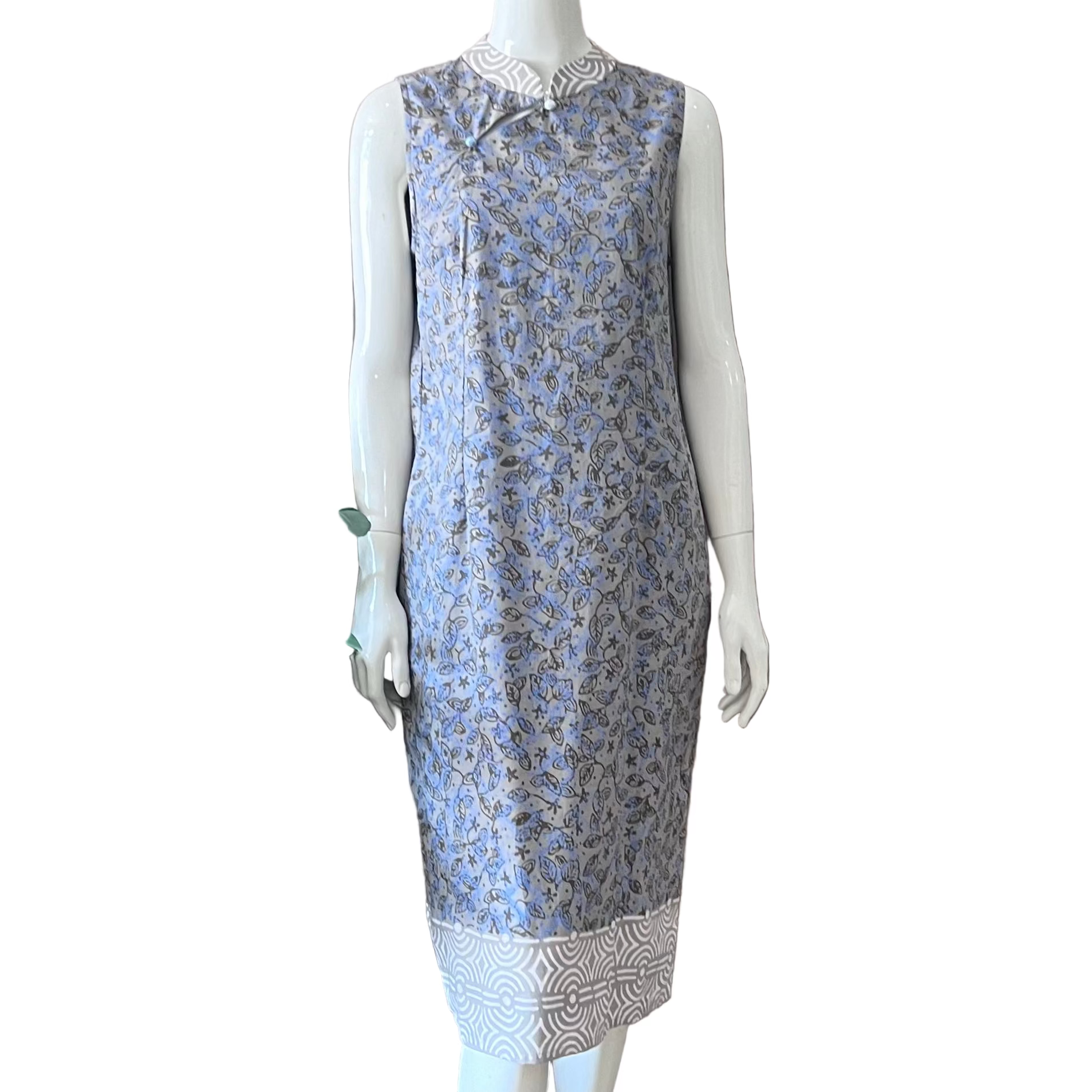 2 Buttons Cheongsam Midi Dress - L