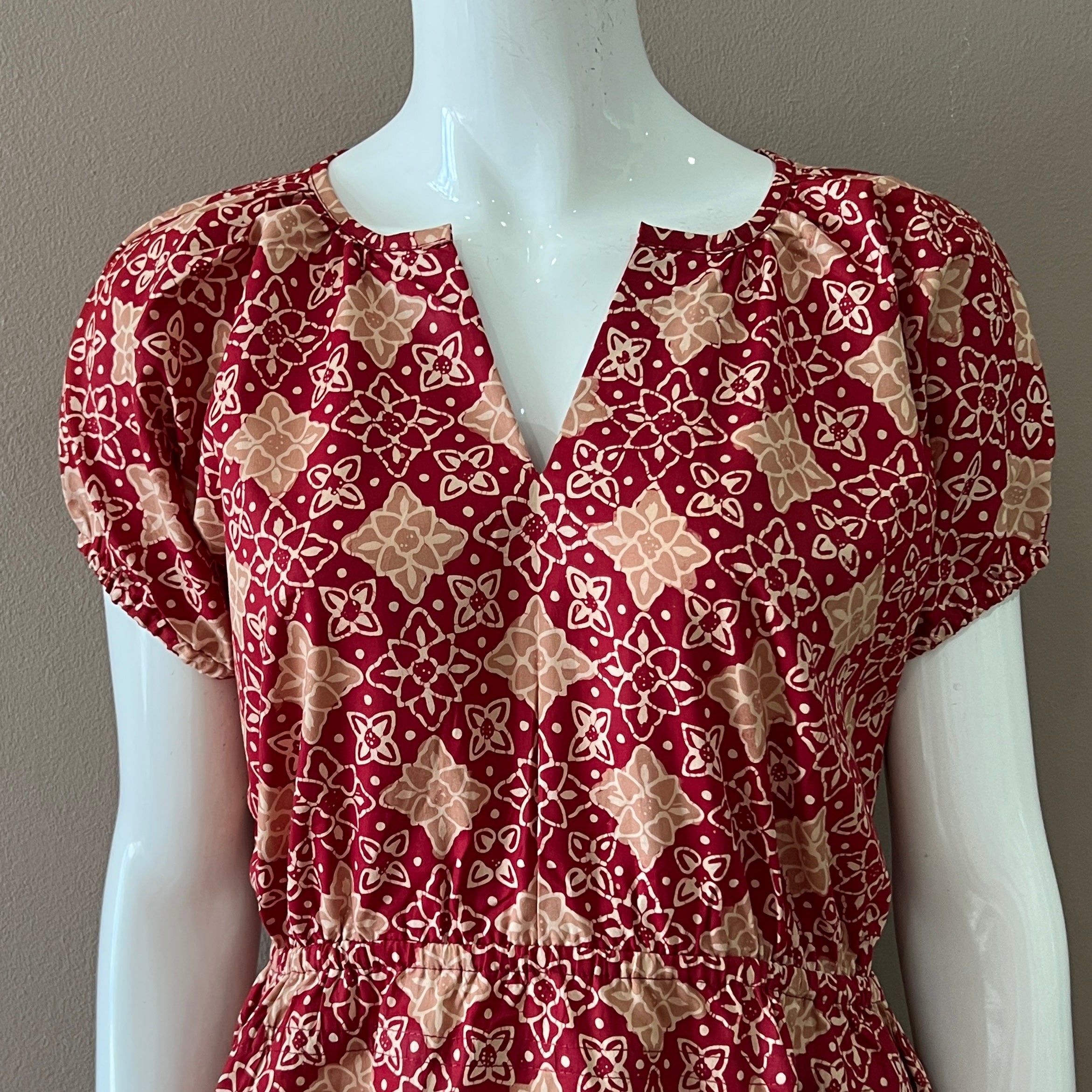 Gathered Waist Midi Dress - L