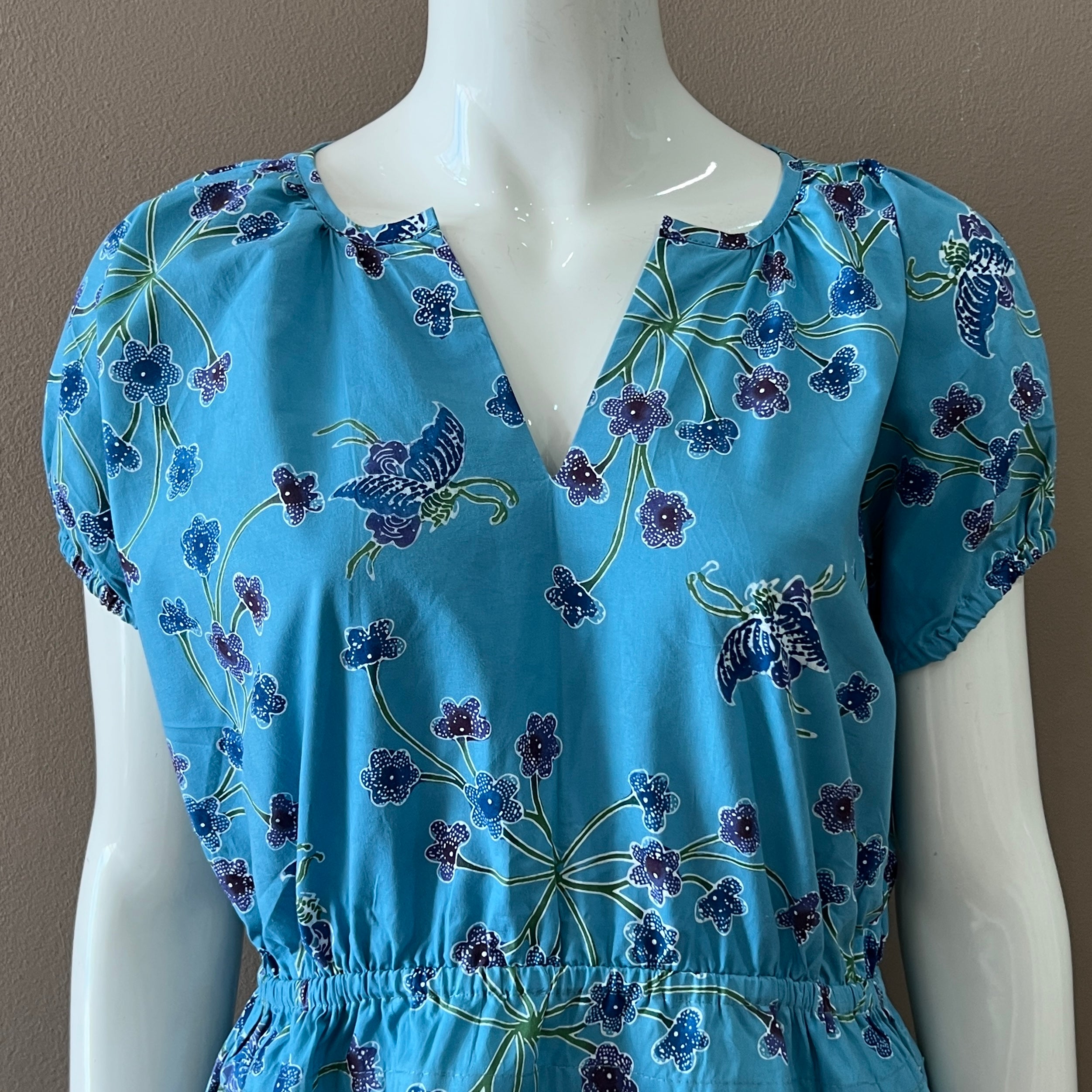 Gathered Waist Midi Dress - L