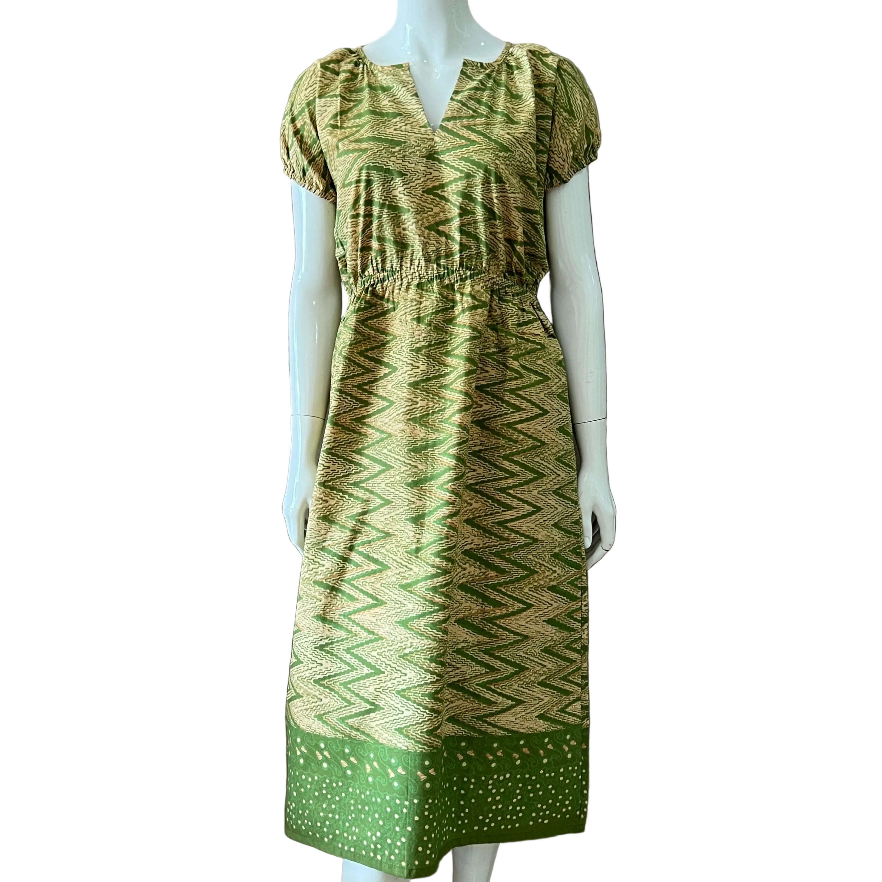 Gathered Waist Midi Dress - M