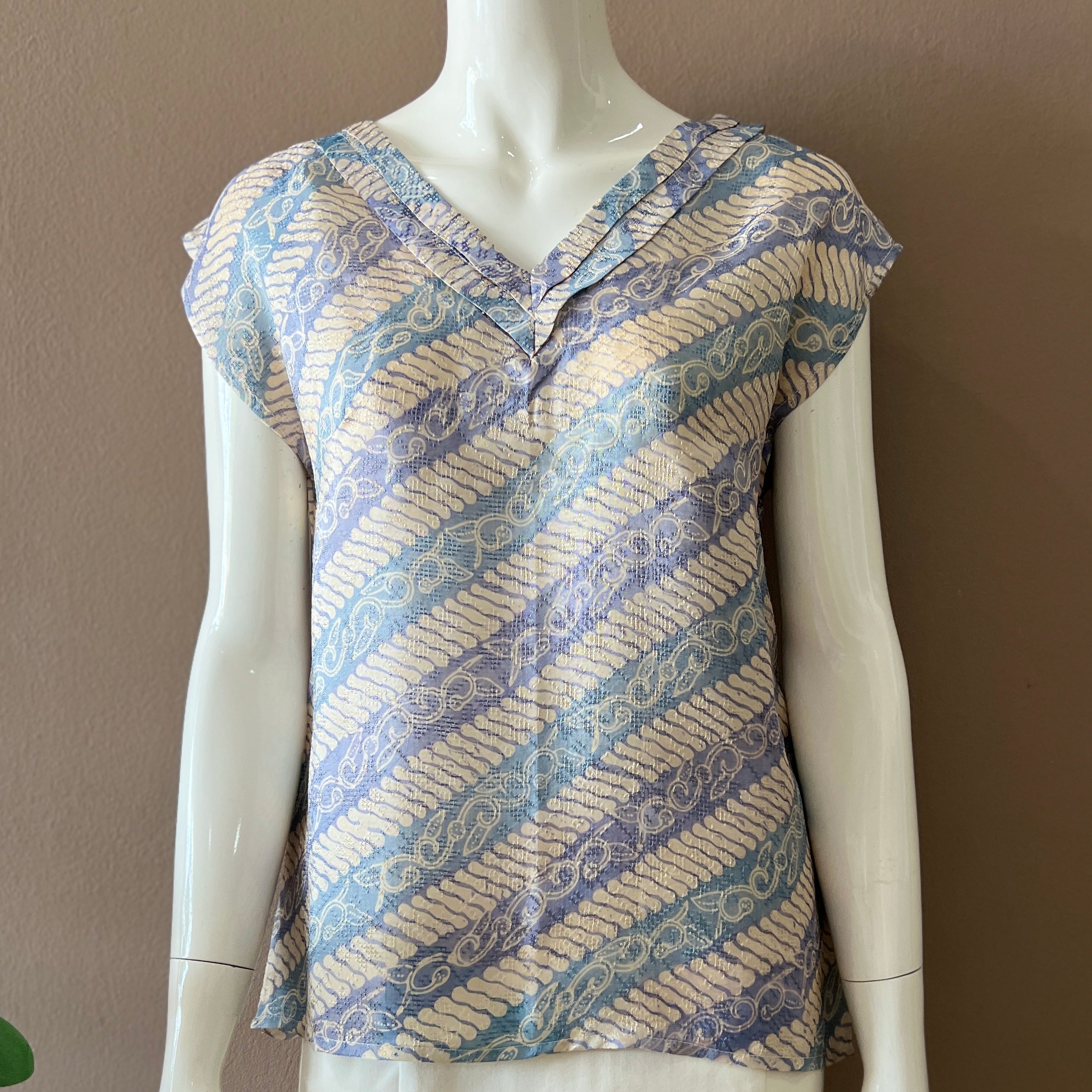 V Neck Cap Sleeve Blouse - S  Template
