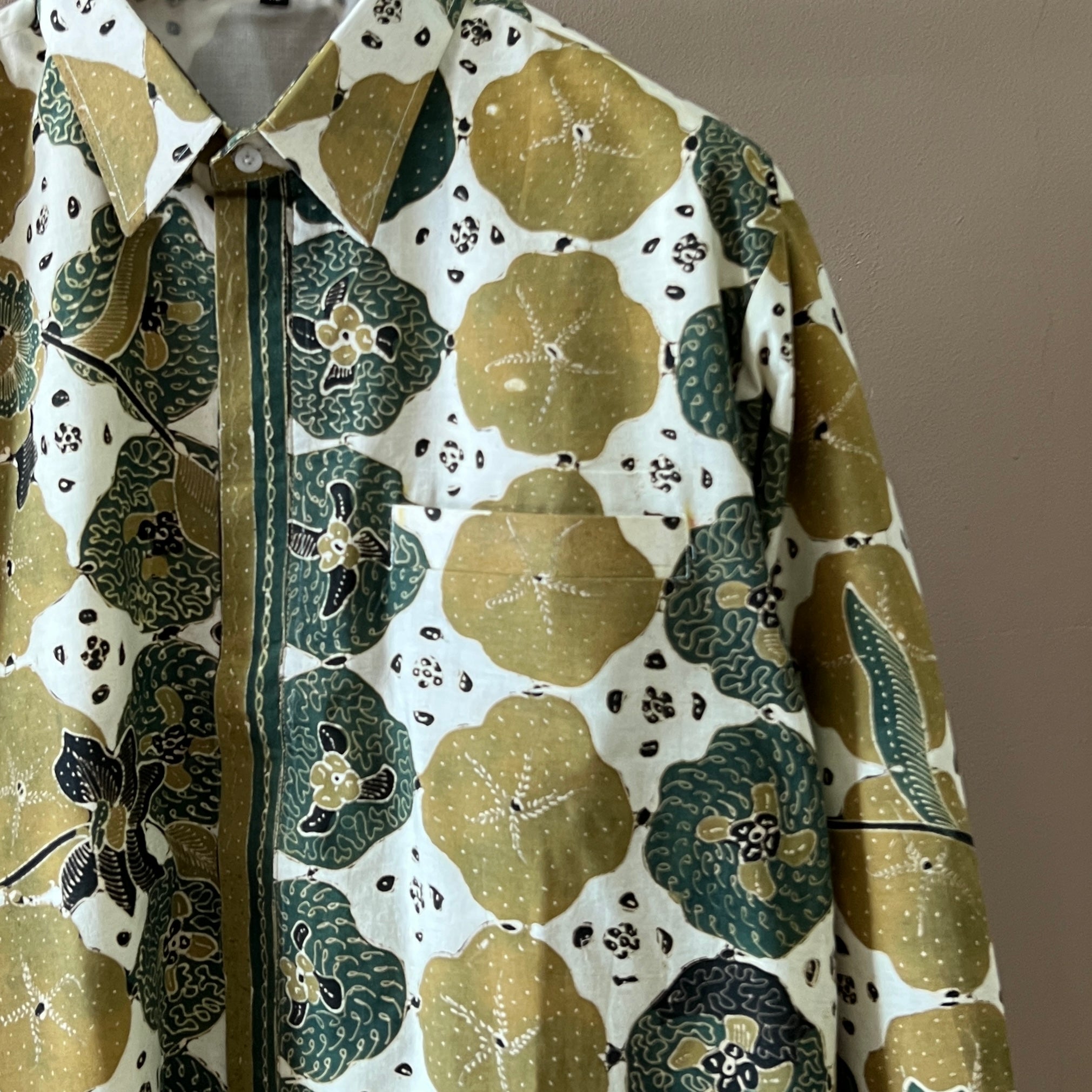 Premium Batik Tulis Men's Select  Long Sleeve Shirt -XL