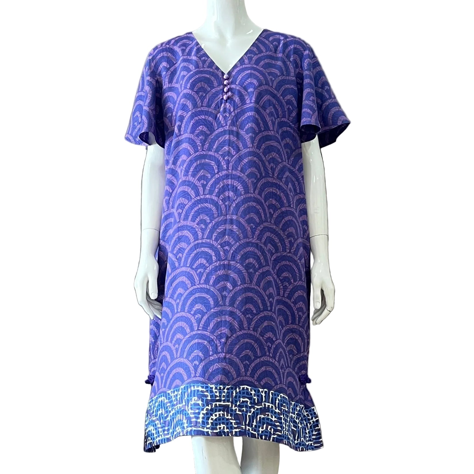 Flare Sleeve V Neck Dress - XL