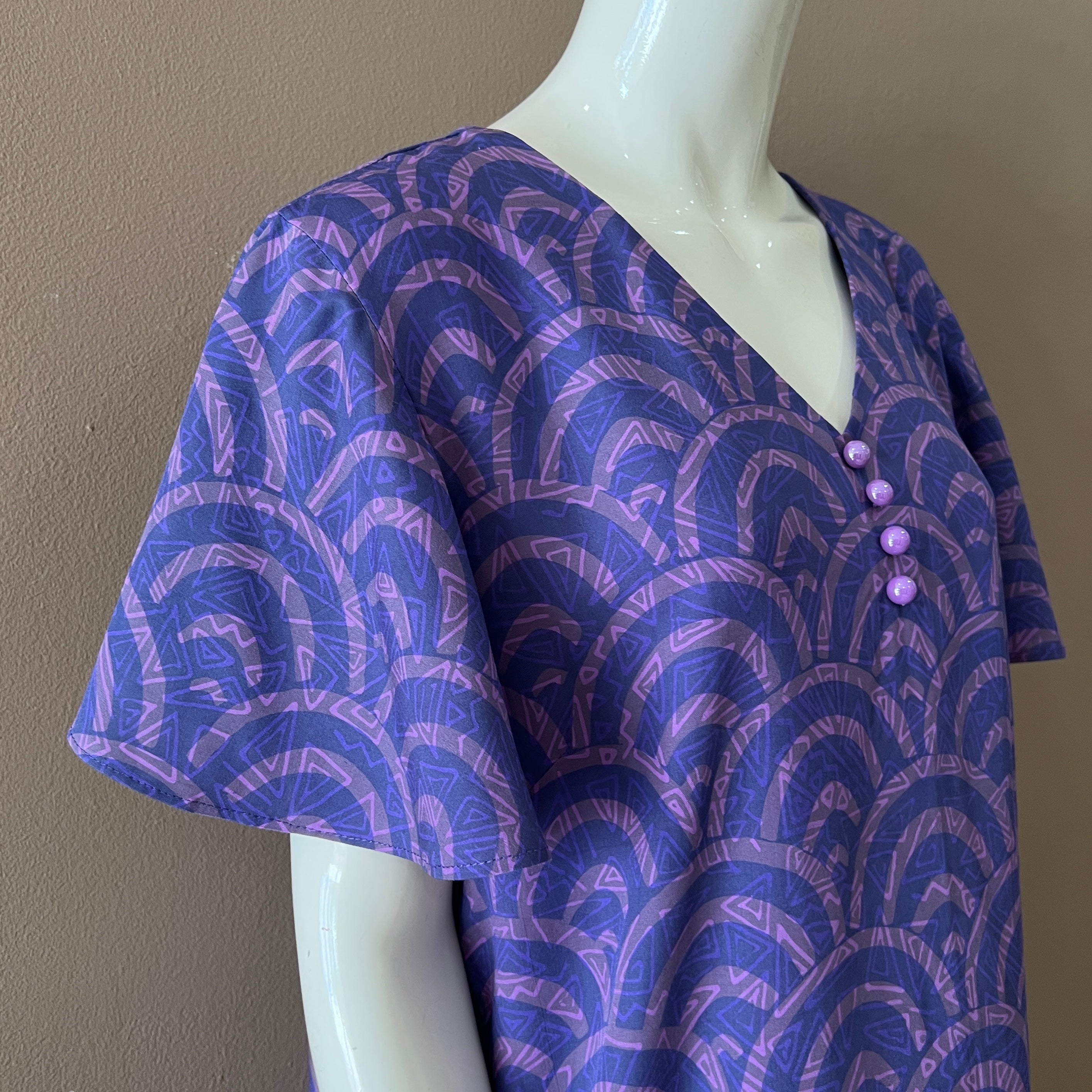 Flare Sleeve V Neck Dress - XL
