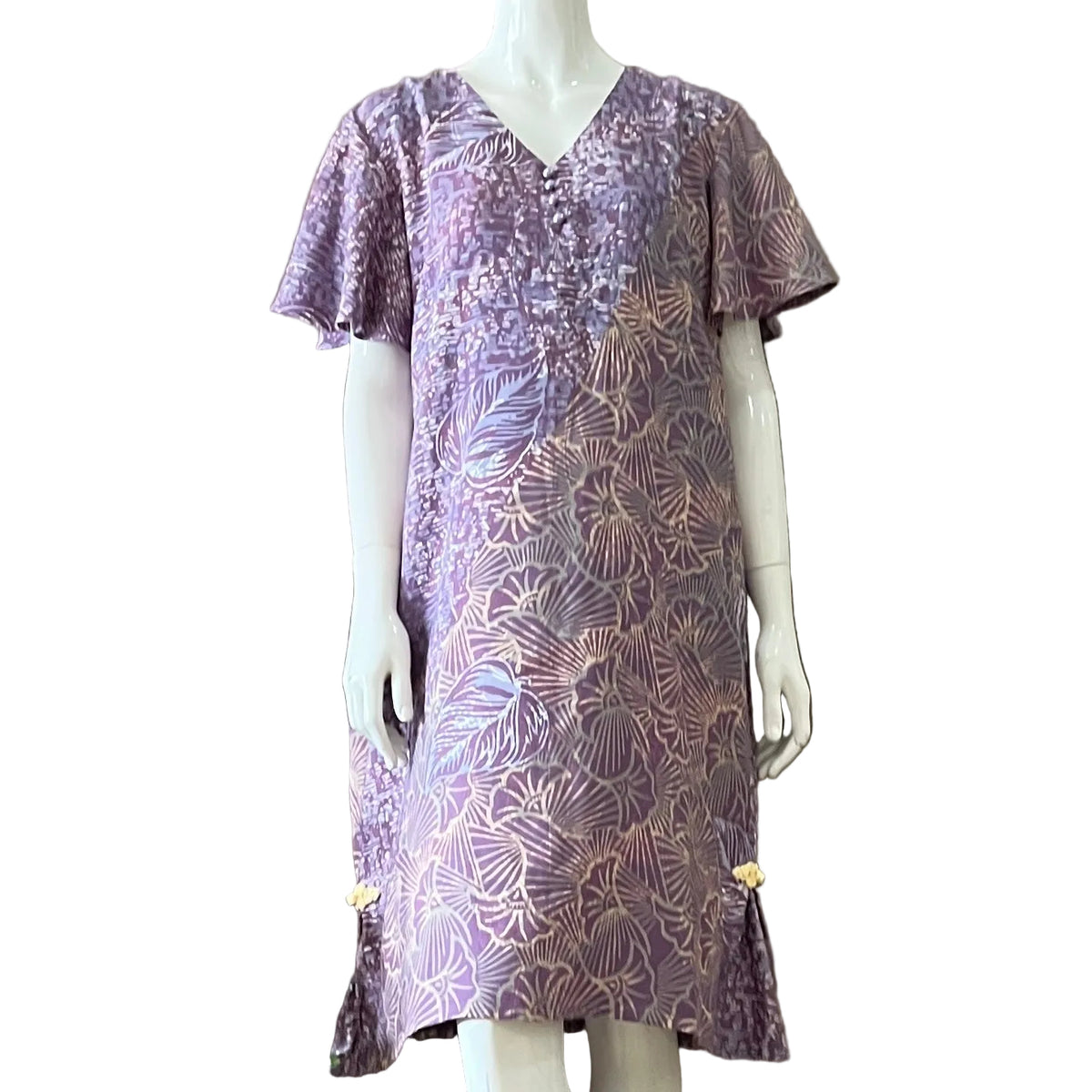 Flare Sleeve V Neck Dress - XL