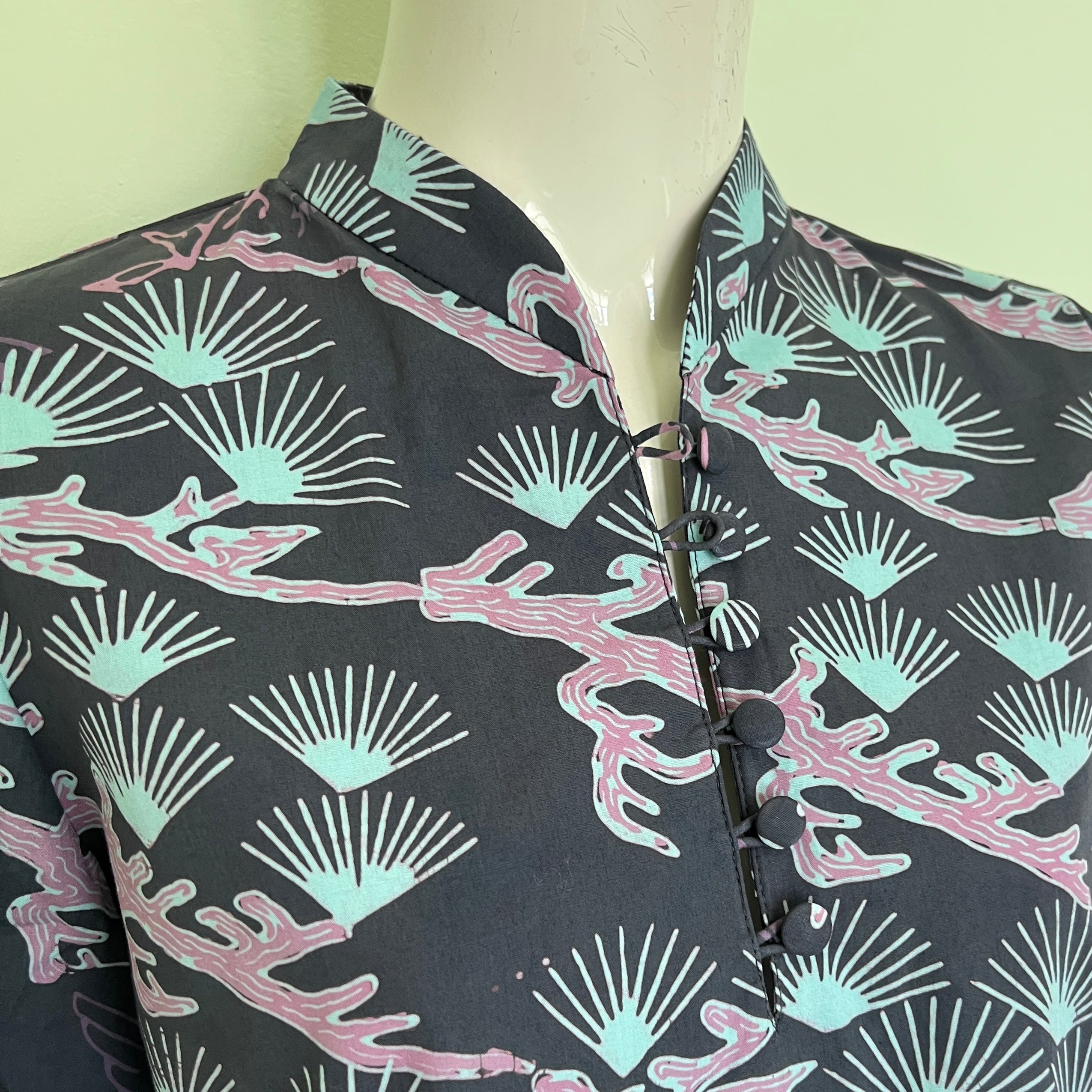 Puff Sleeve Cheongsam Dress XS