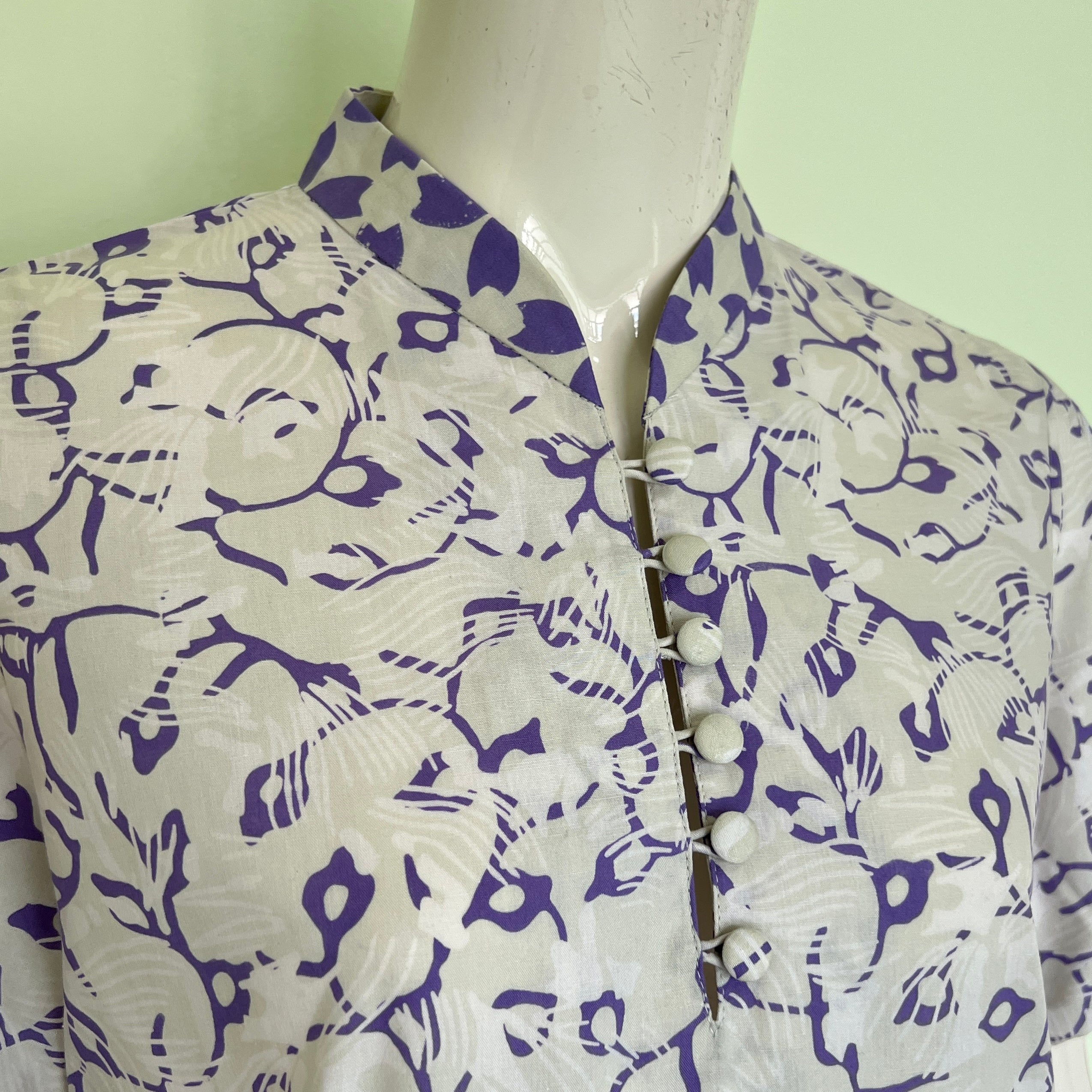 Puff Sleeve Cheongsam Dress - M