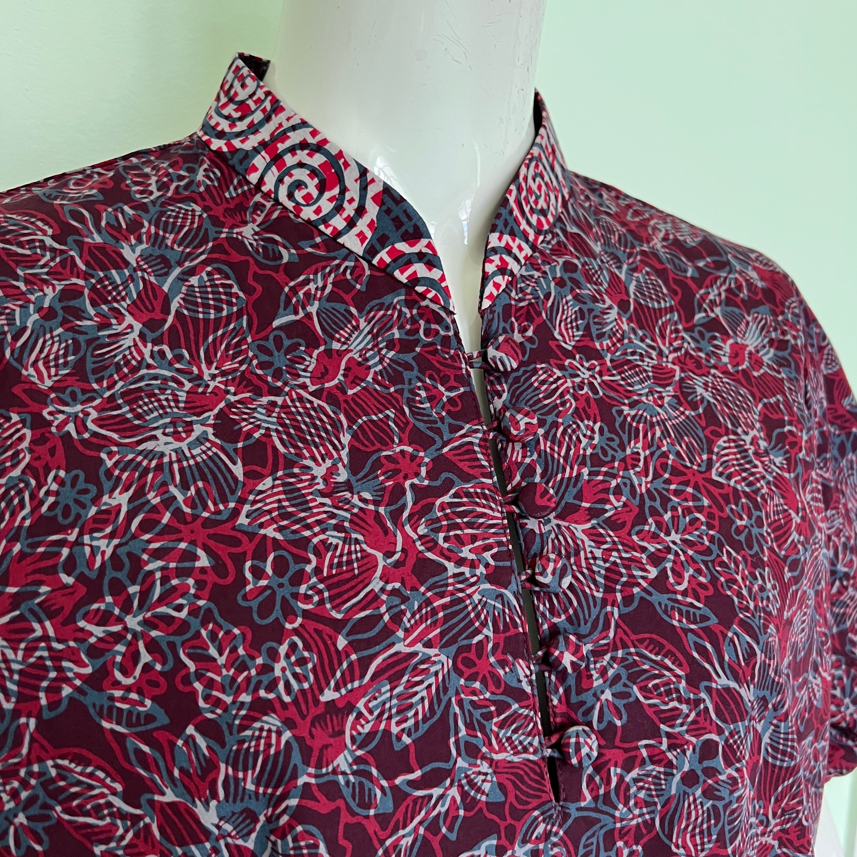 Puff Sleeve Cheongsam Dress - L
