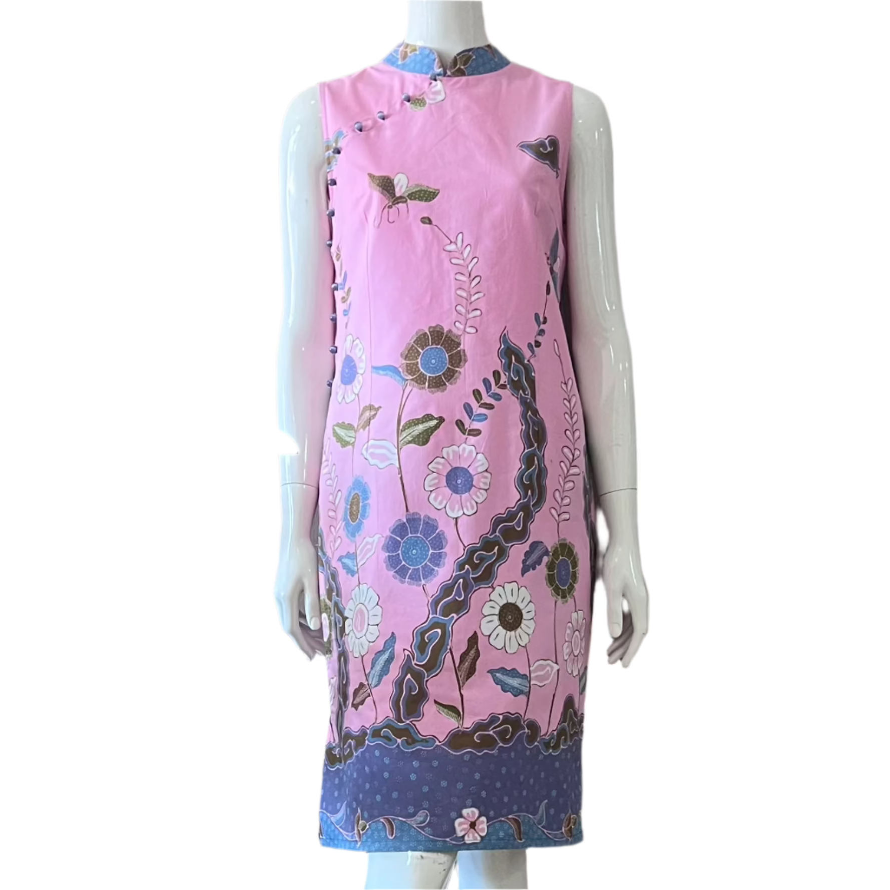 Batik Tulis 2 Buttons Cheongsam Slim Fit Dress - S
