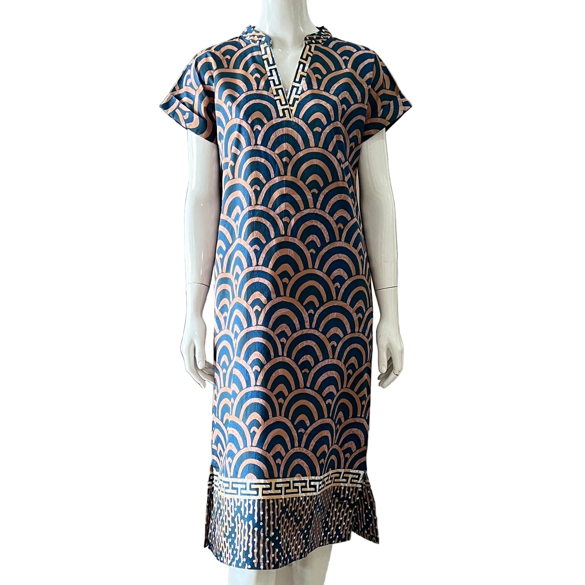 V Neck Cap Sleeve Midi Dress S
