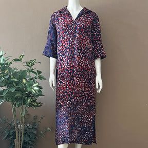 Elegant Midi Dress with Collar - L