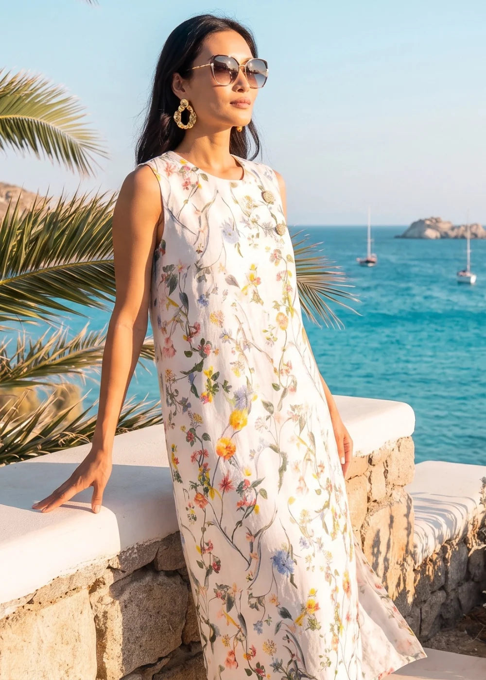 JP Linen Round Neck Maxi Dress