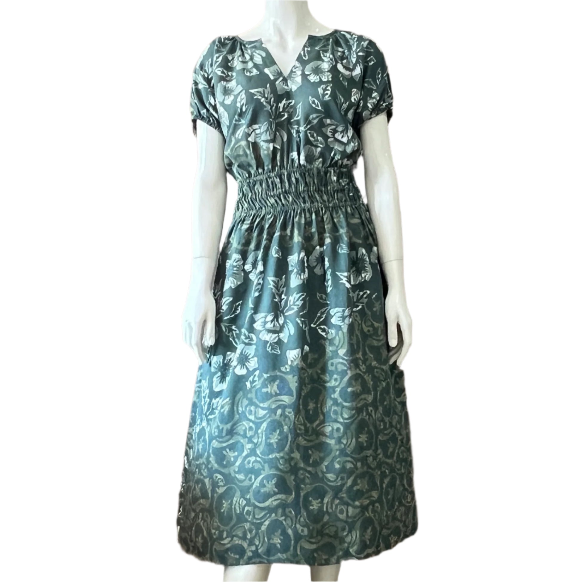 Gathered Waist Midi Dress - XL