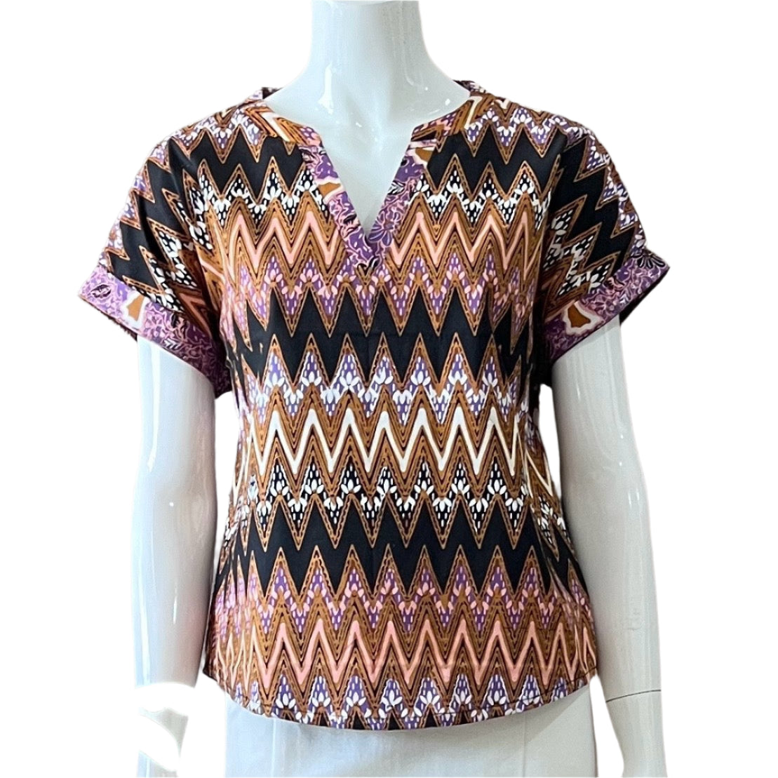 V Neck Cap Sleeve Top - XS
