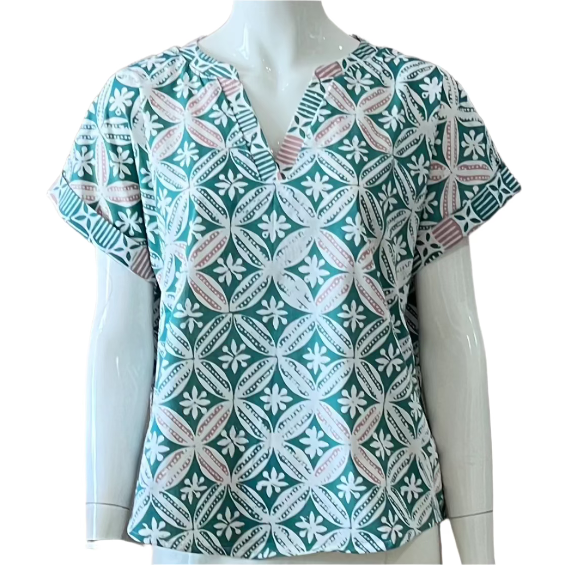 V Neck Cap Sleeve Top - S