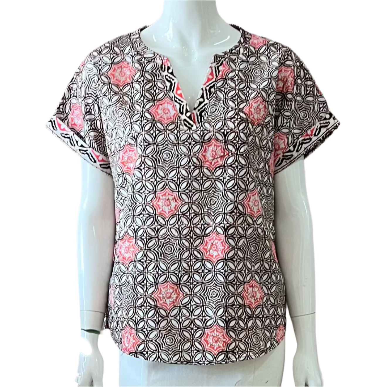 V Neck Cap Sleeve Top - M