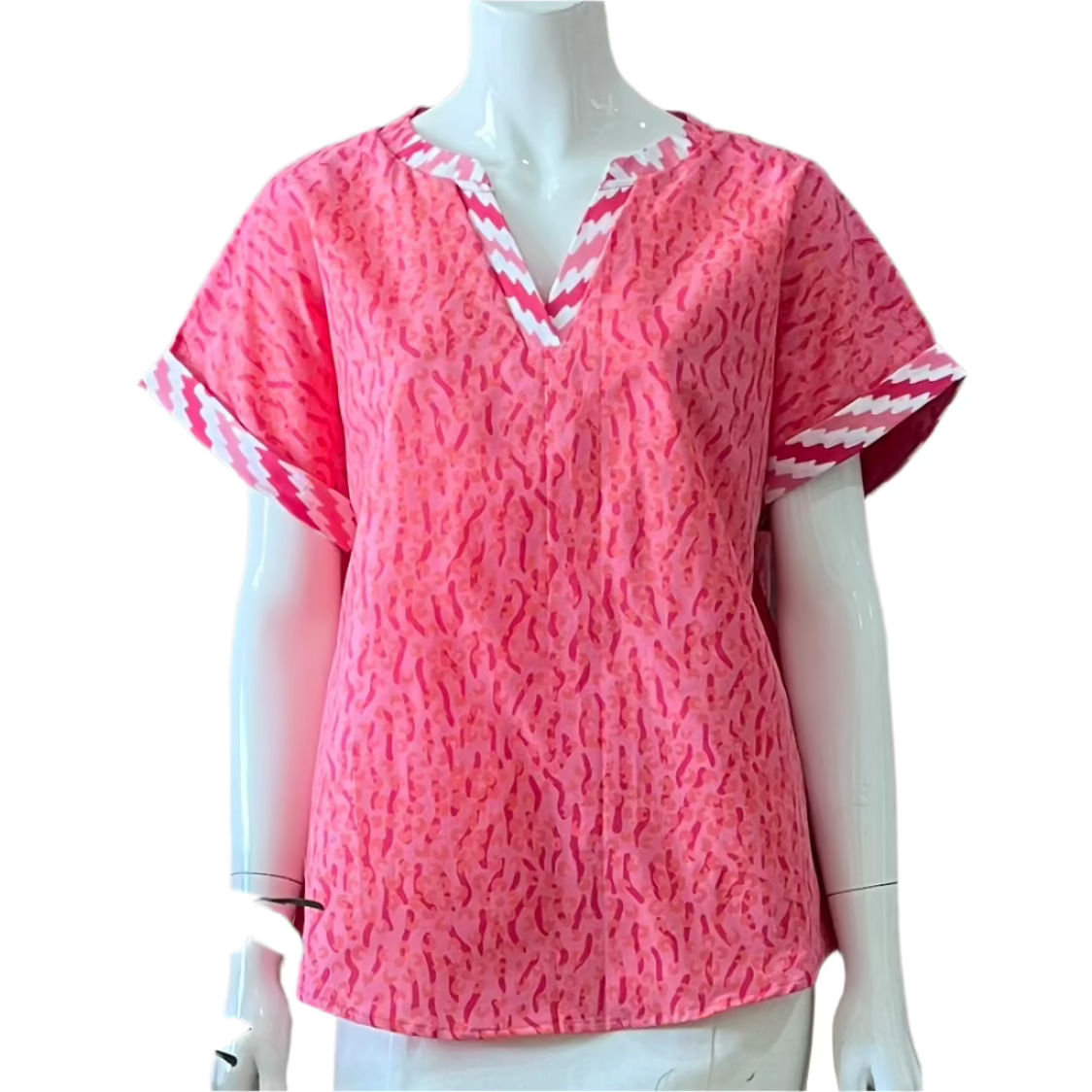 V Neck Cap Sleeve Top - L