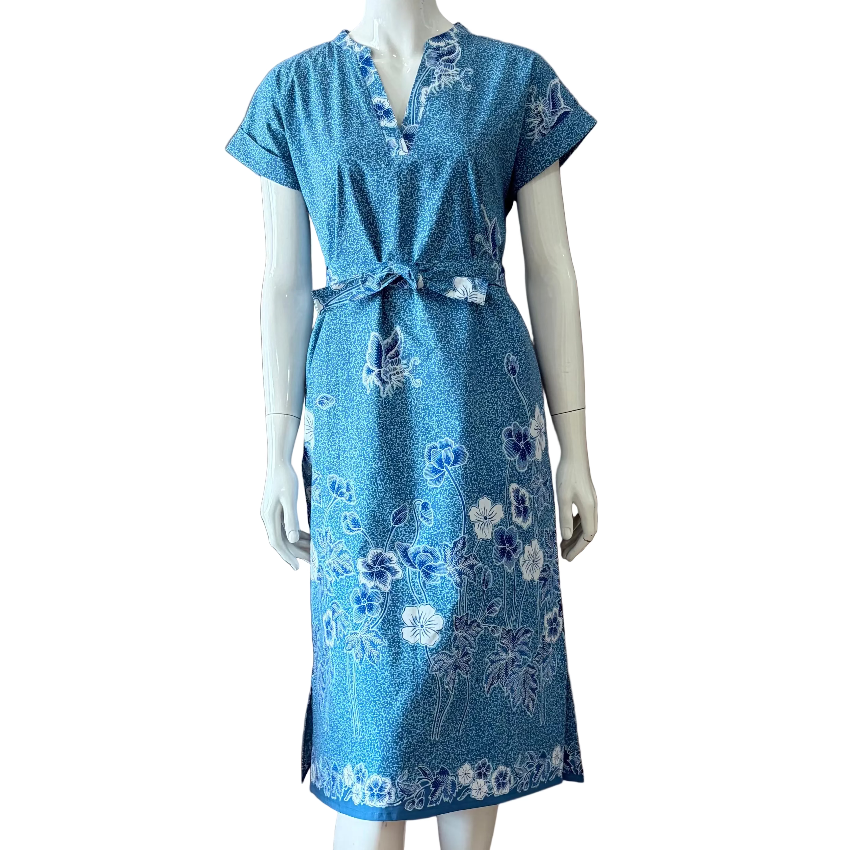 V Neck Cap Sleeve Midi Dress XS