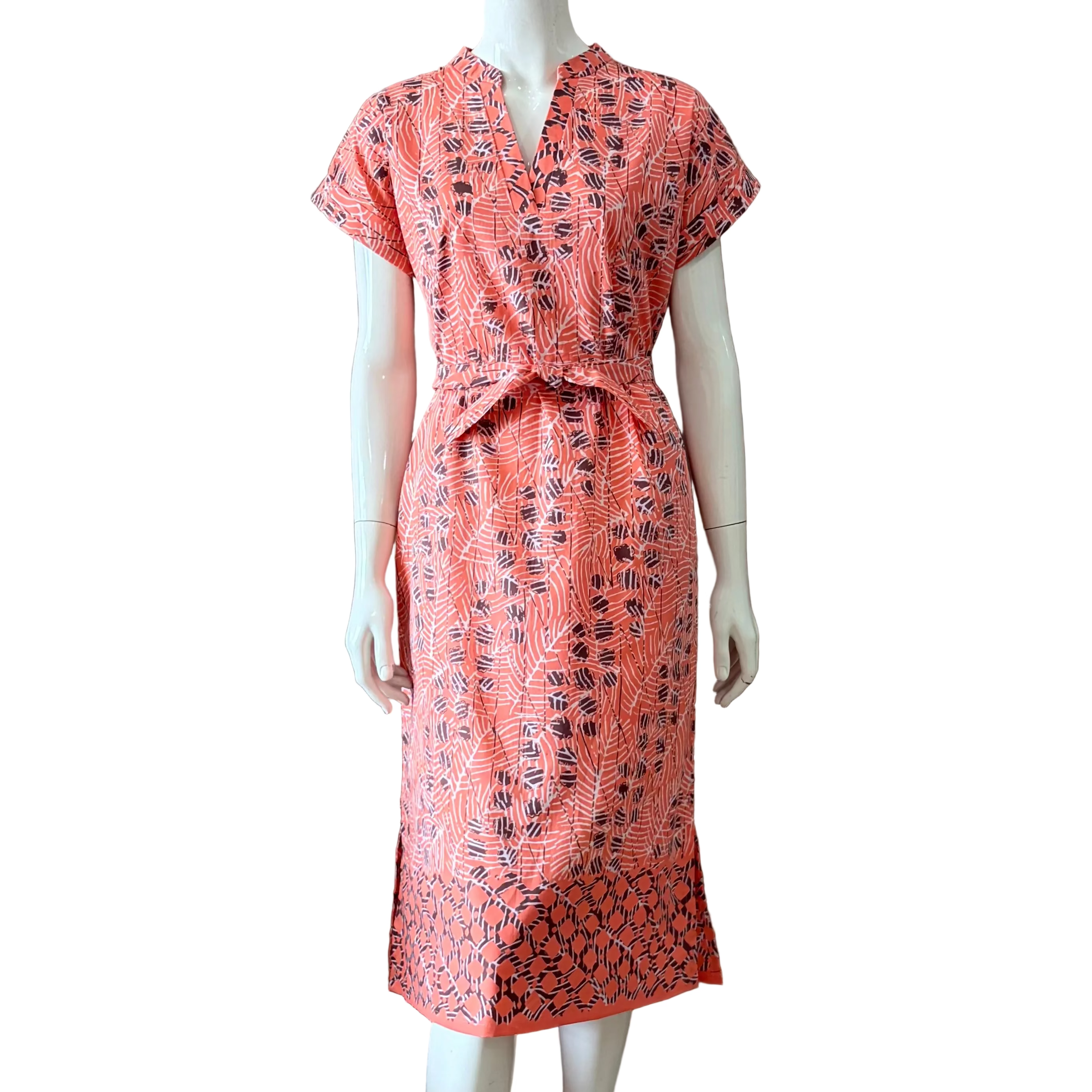 V Neck Cap Sleeve Midi Dress S