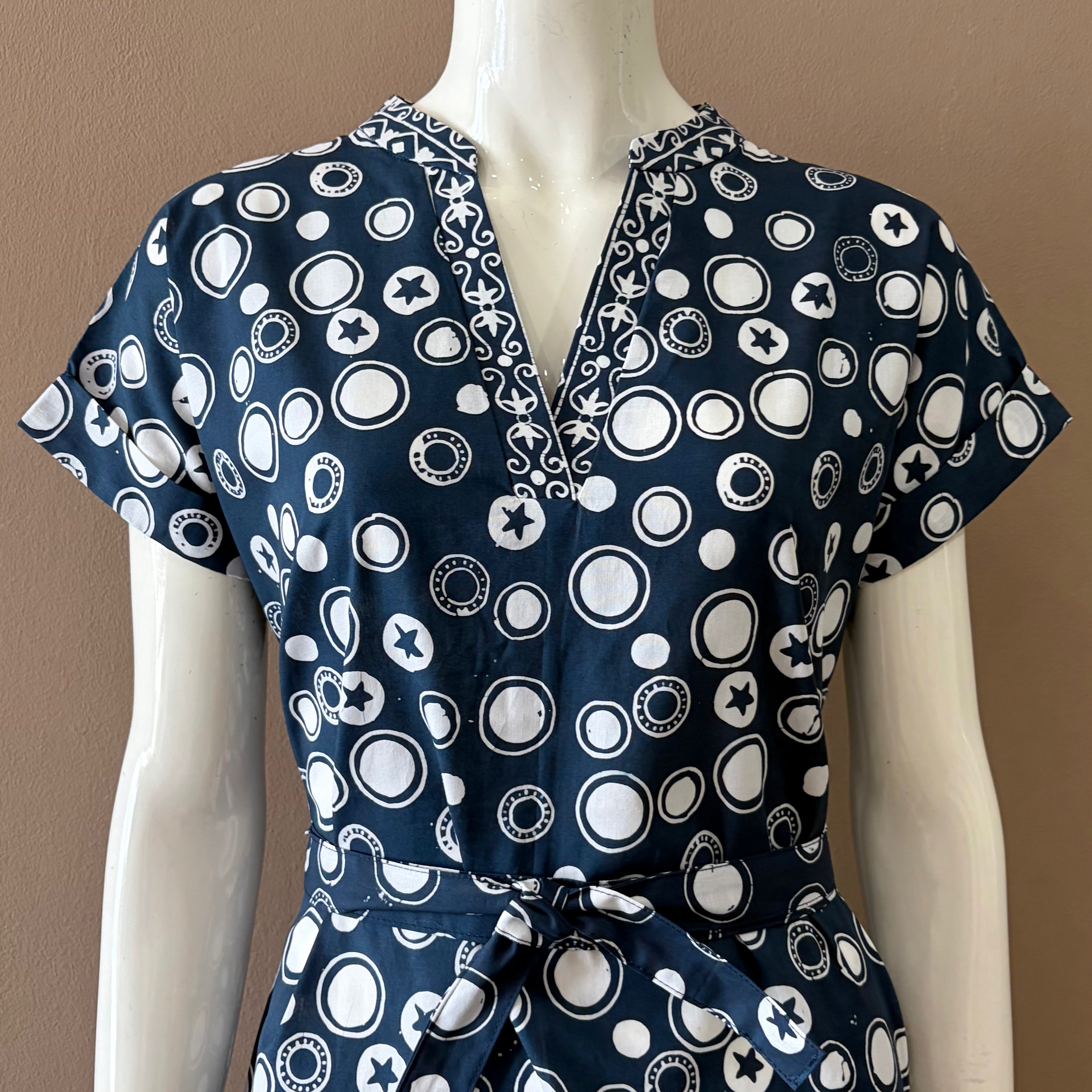 V Neck Cap Sleeve Midi Dress S