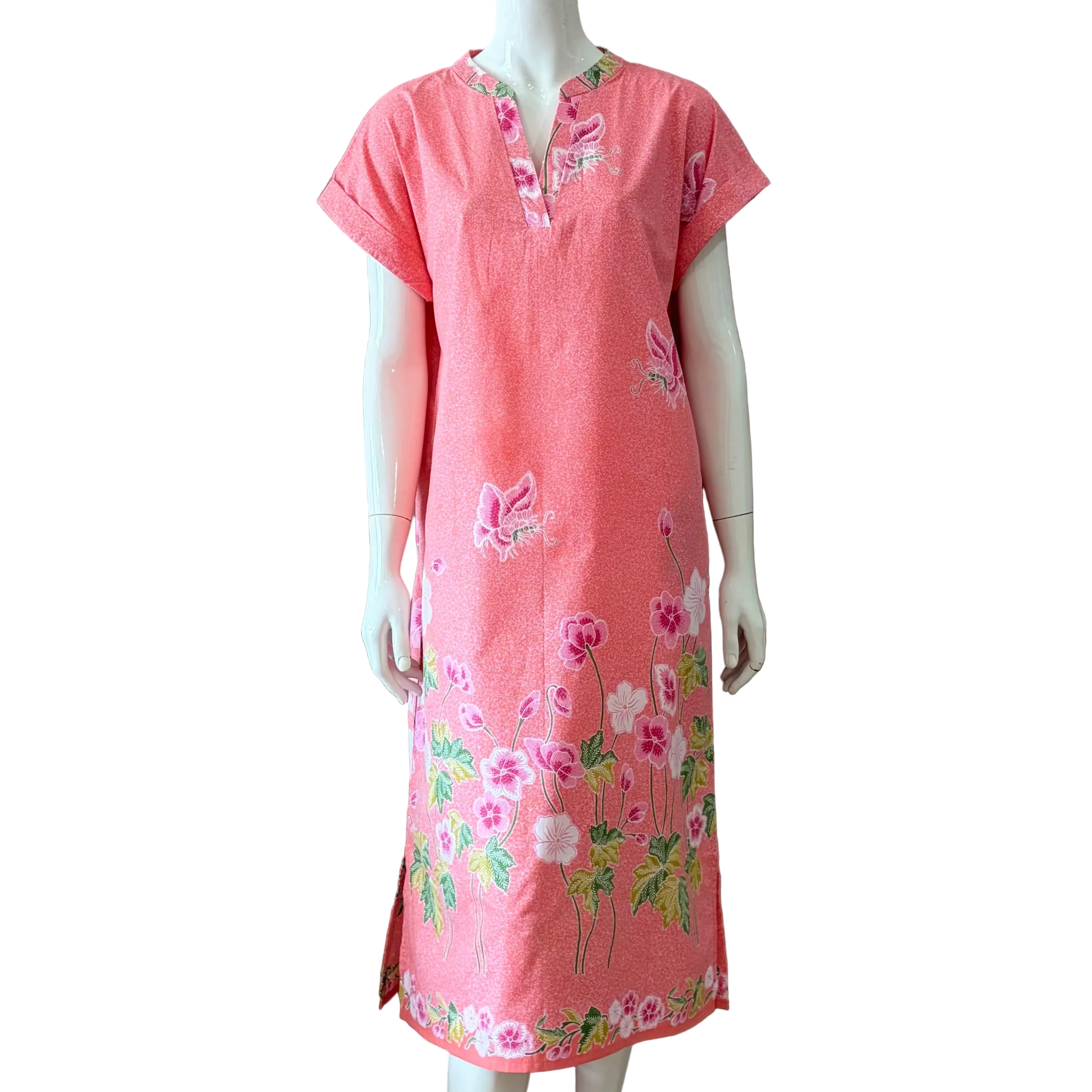 V Neck Cap Sleeve Midi Dress M