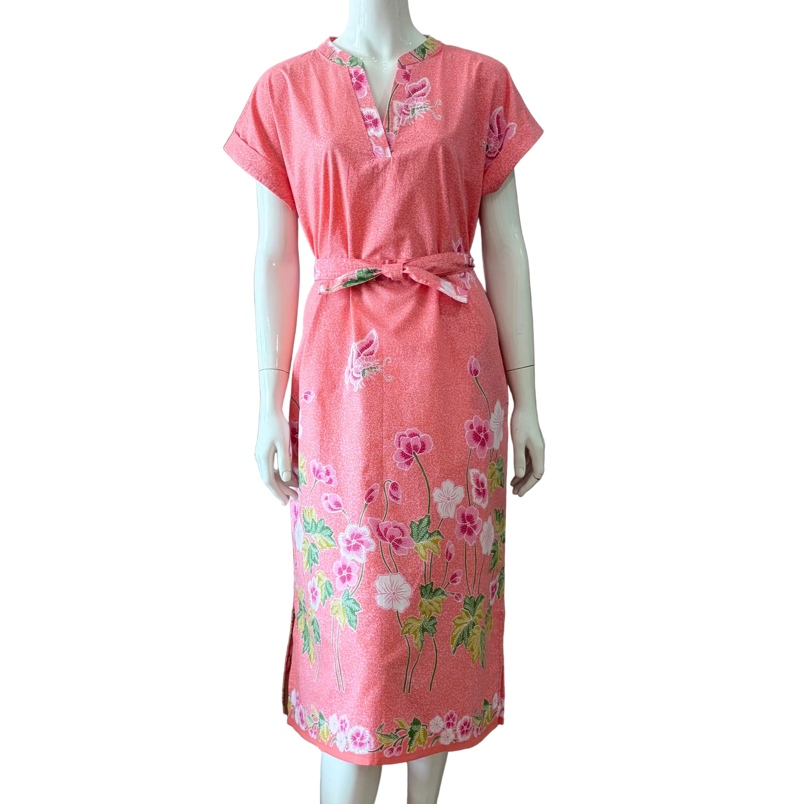 V Neck Cap Sleeve Midi Dress M