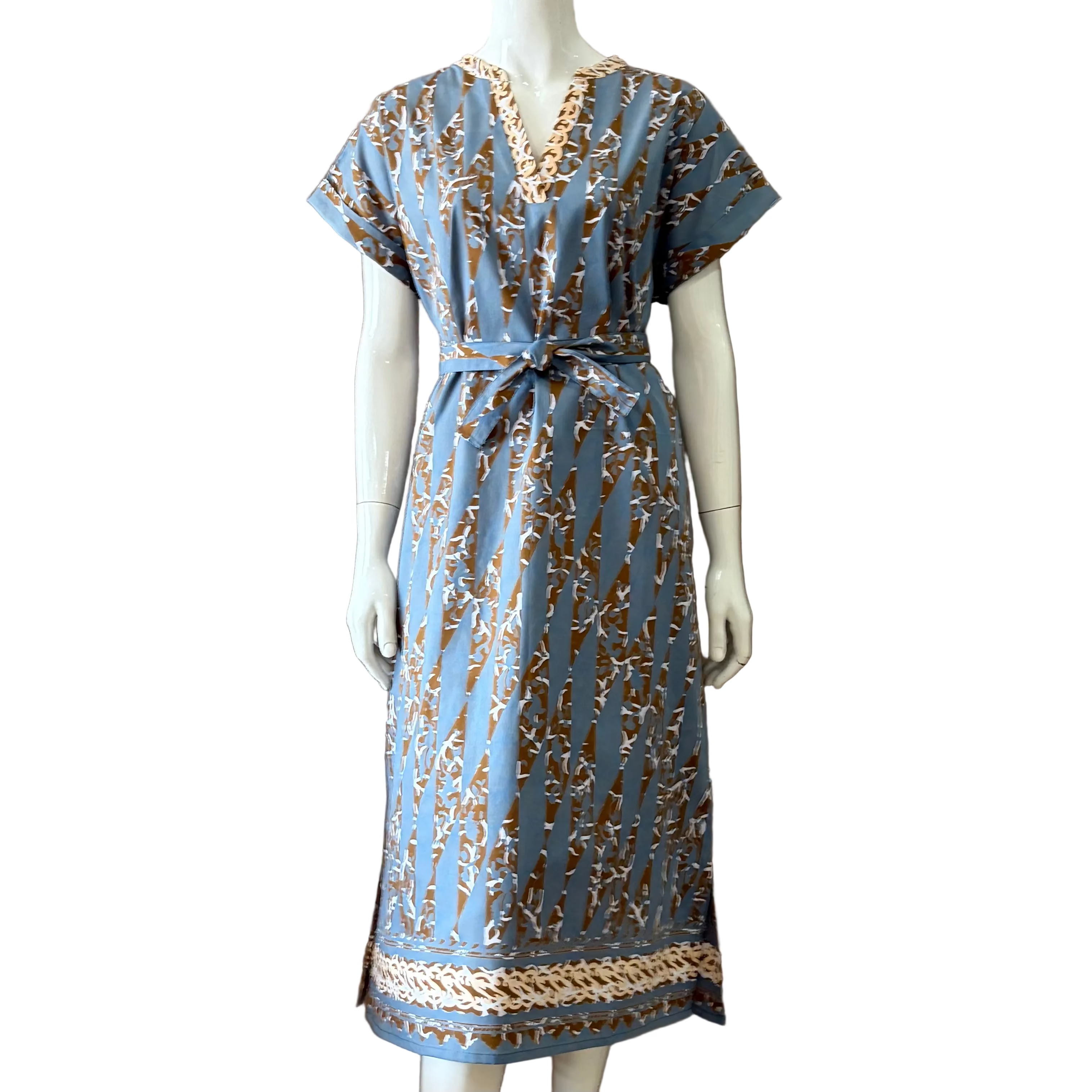 V Neck Cap Sleeve Midi Dress L