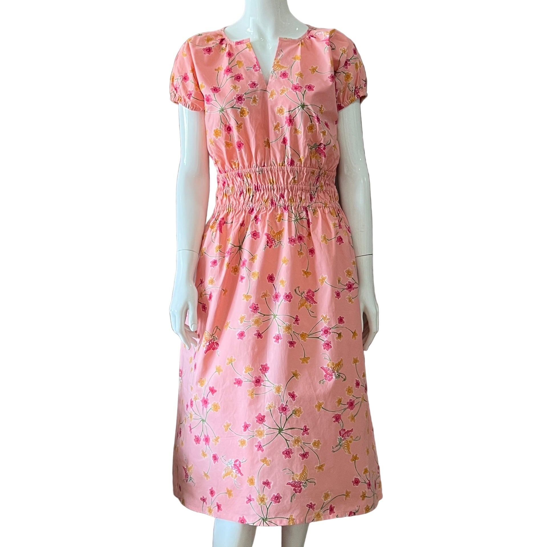 Gathered Waist Midi Dress - M