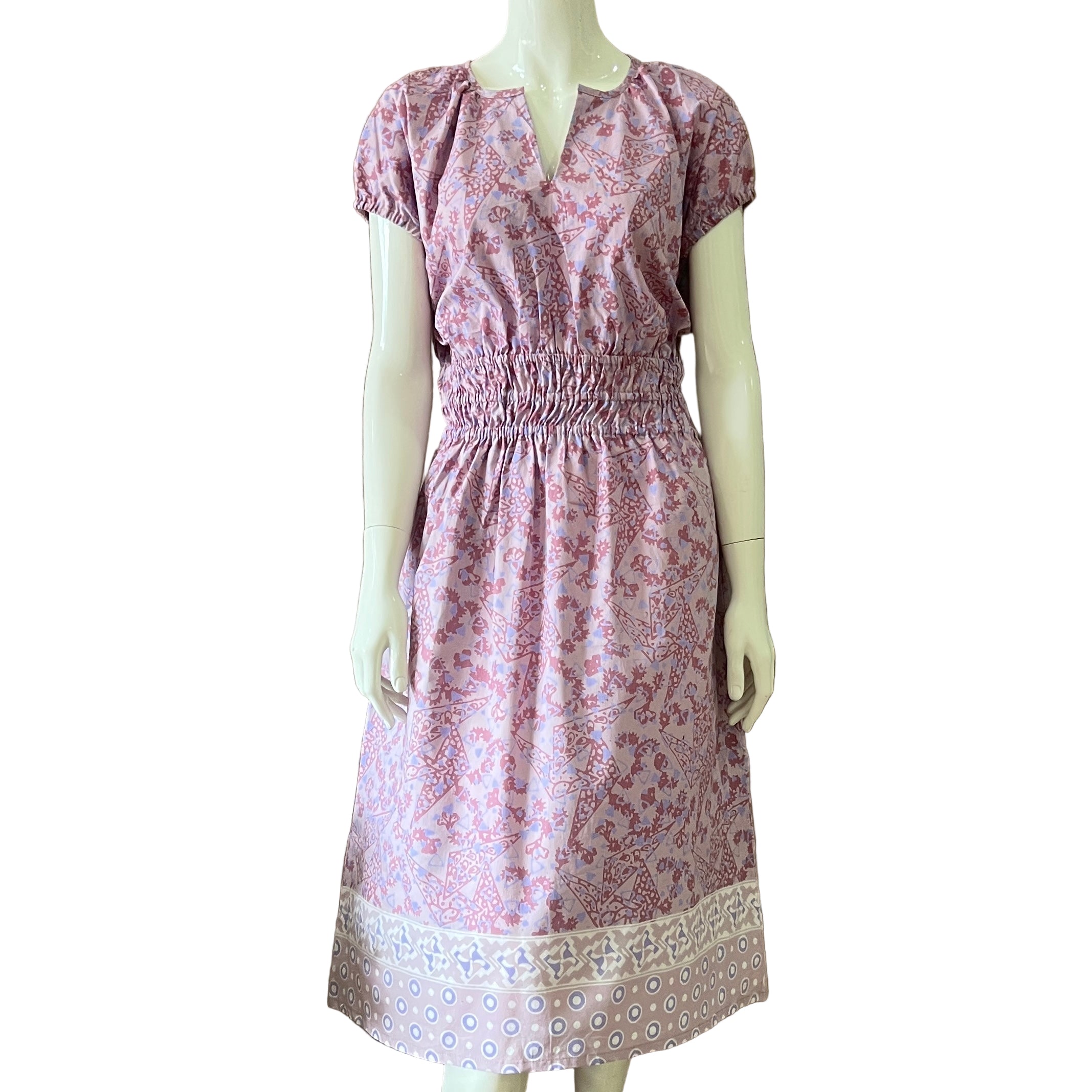 Gathered Waist Midi Dress - M