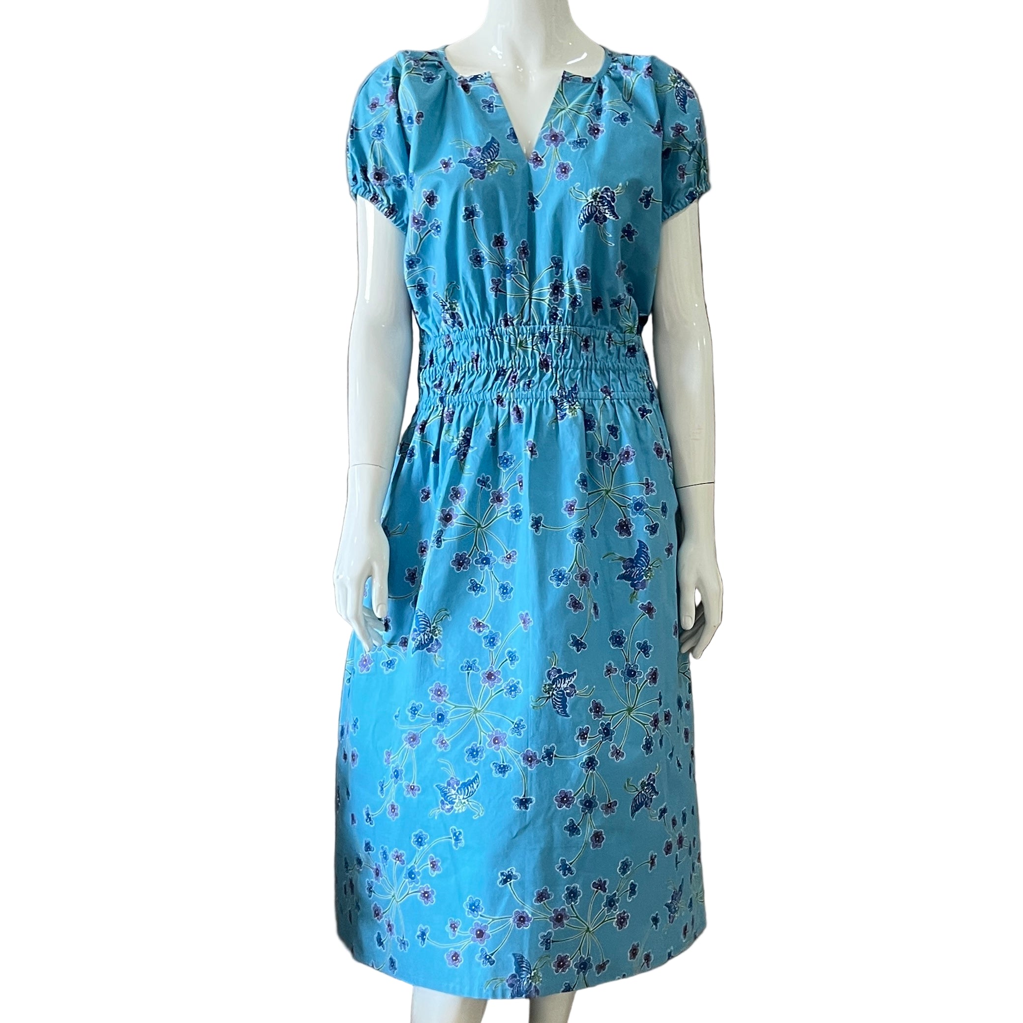 Gathered Waist Midi Dress -L