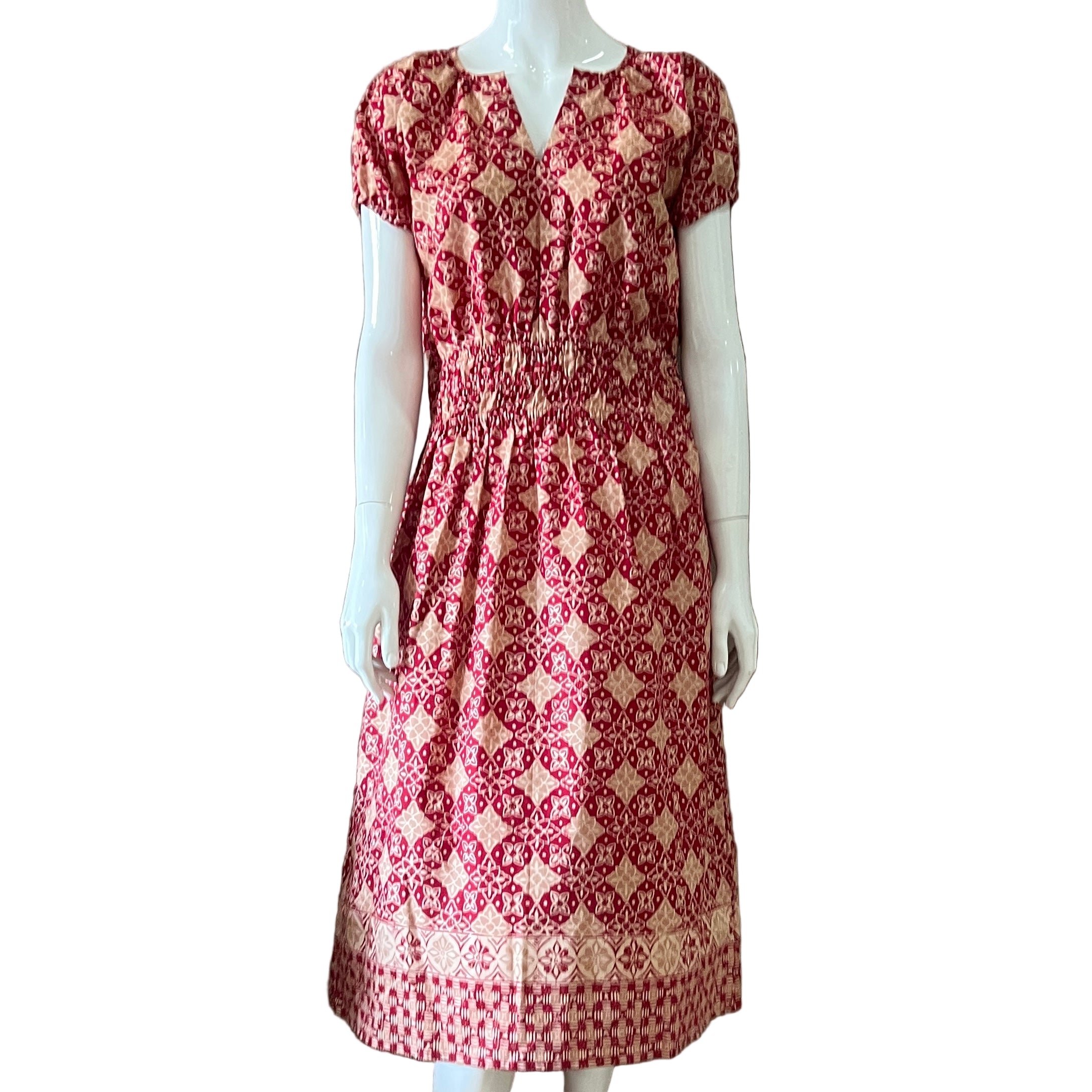 Gathered Waist Midi Dress -L