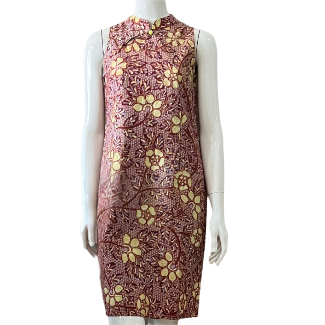Batik Tulis 2 Buttons Cheongsam Slim Fit Dress - XS
