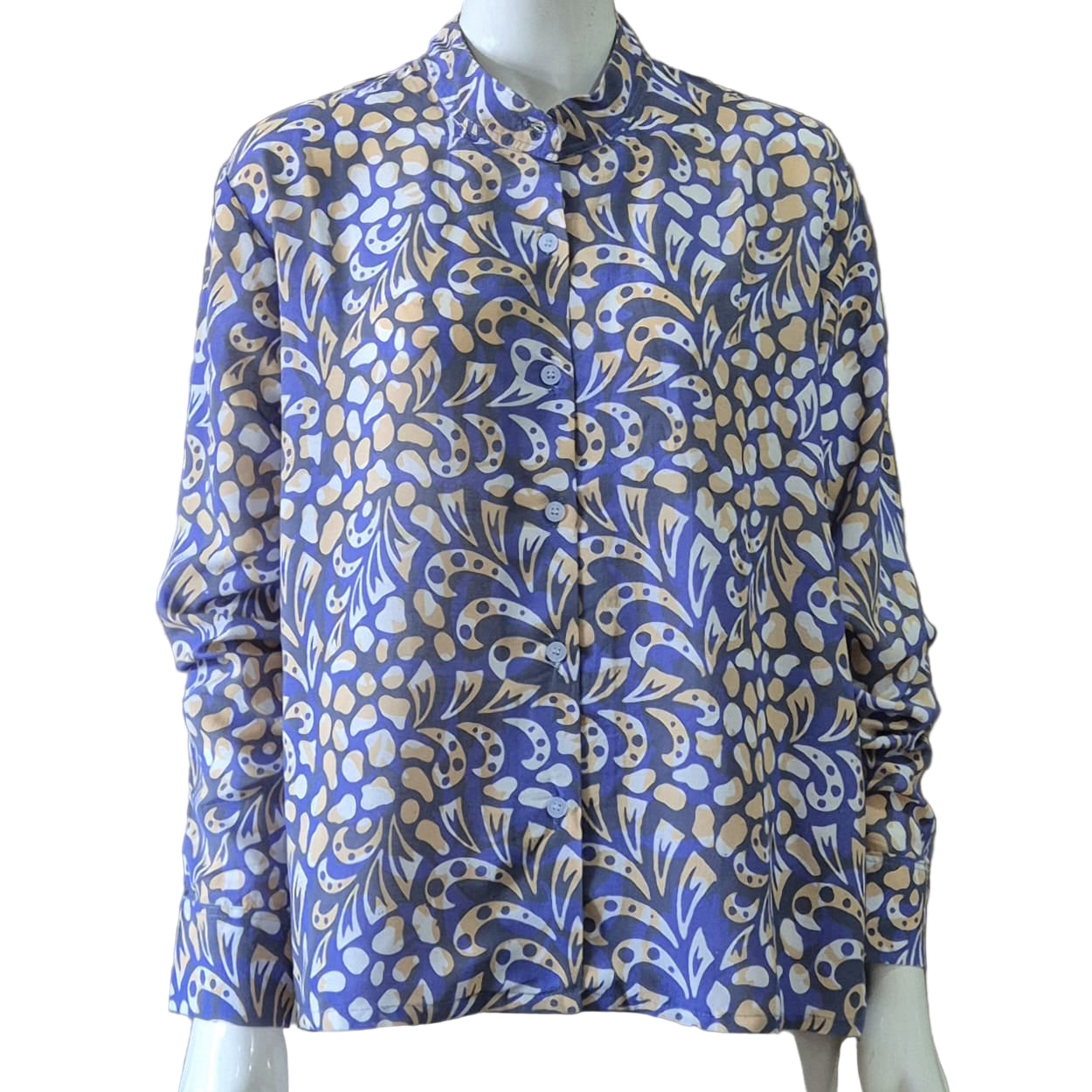 Mandarin Collar Long Sleeve Blouse - XS/S