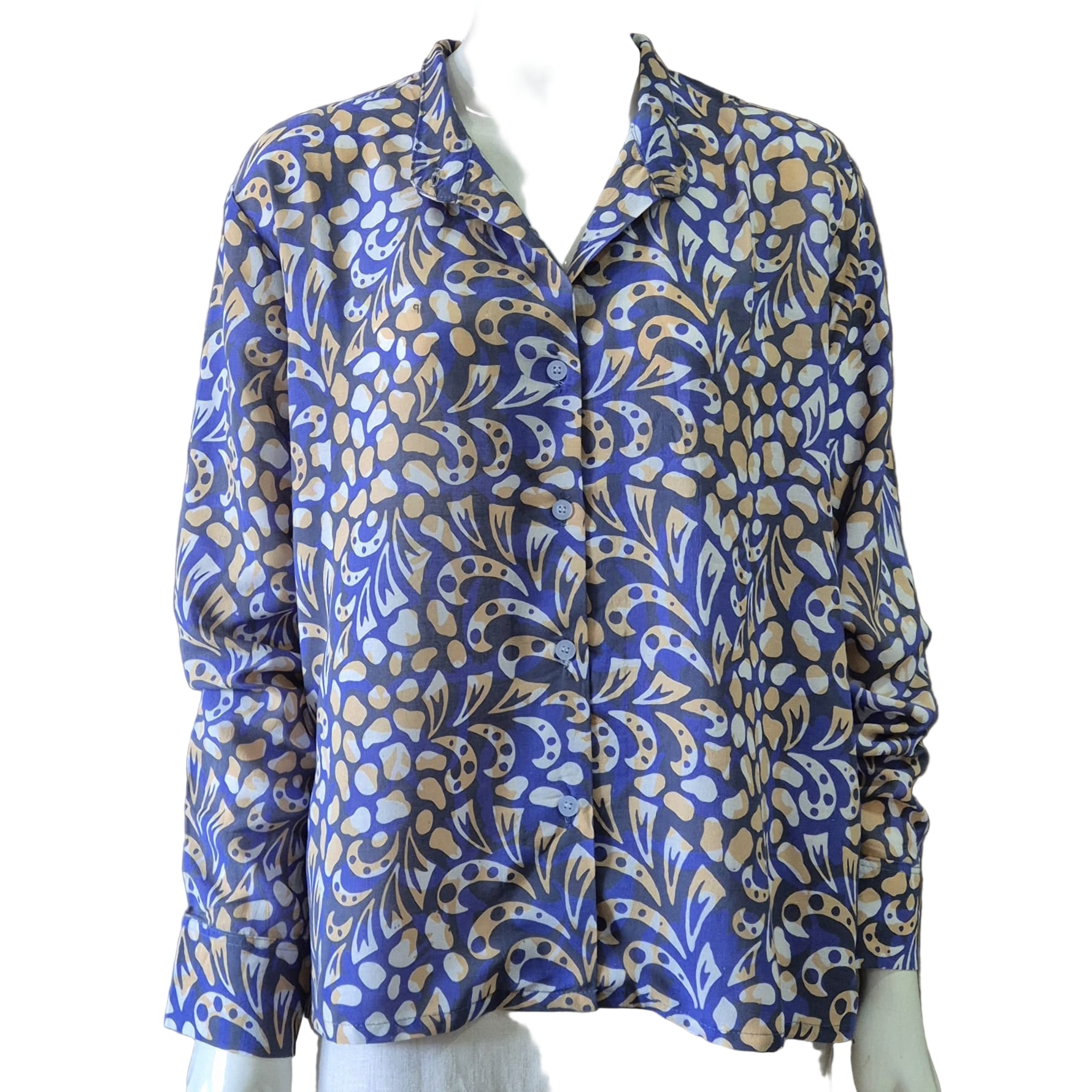 Mandarin Collar Long Sleeve Blouse - XS/S