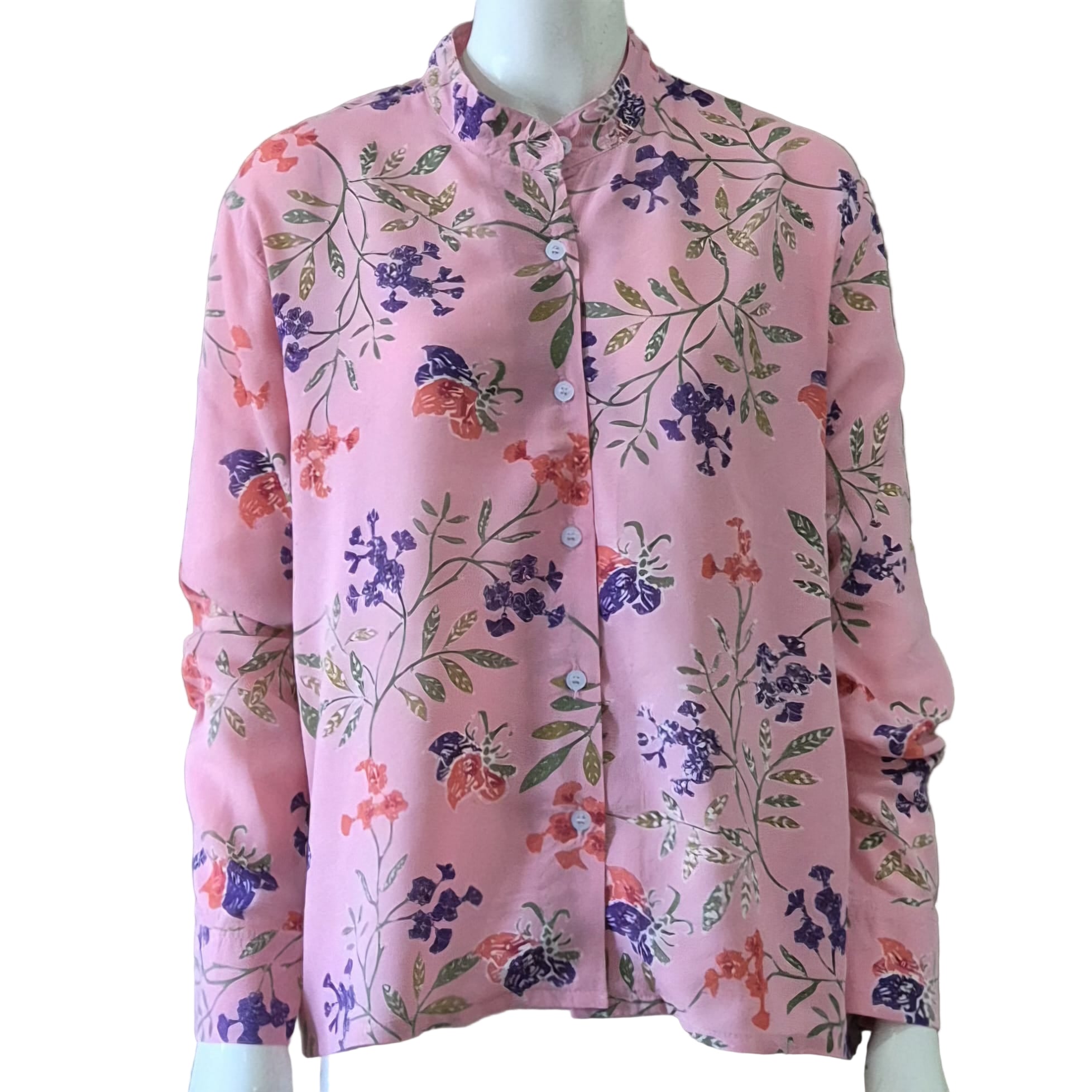 Mandarin Collar Long Sleeve Blouse - XS/S