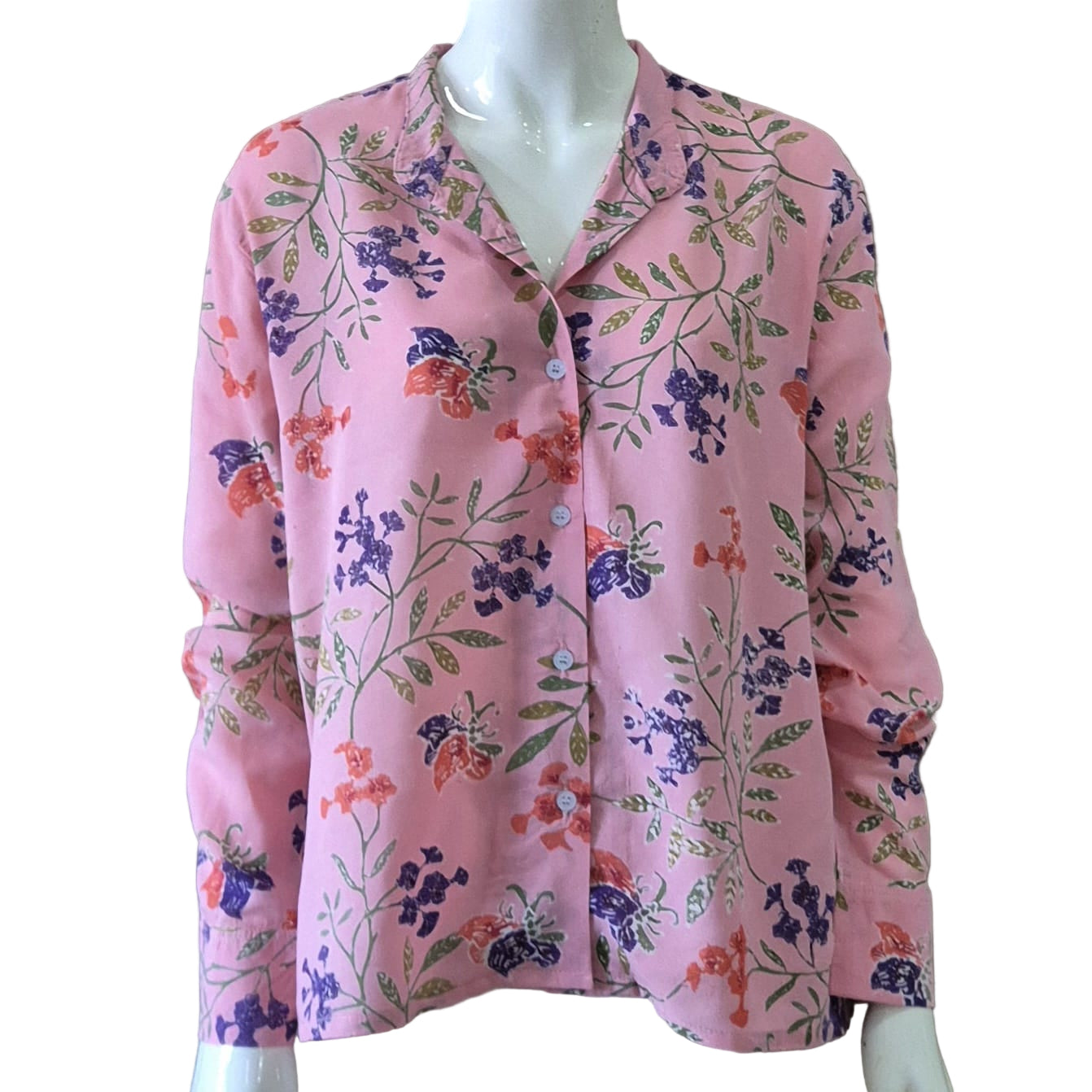 Mandarin Collar Long Sleeve Blouse - XS/S