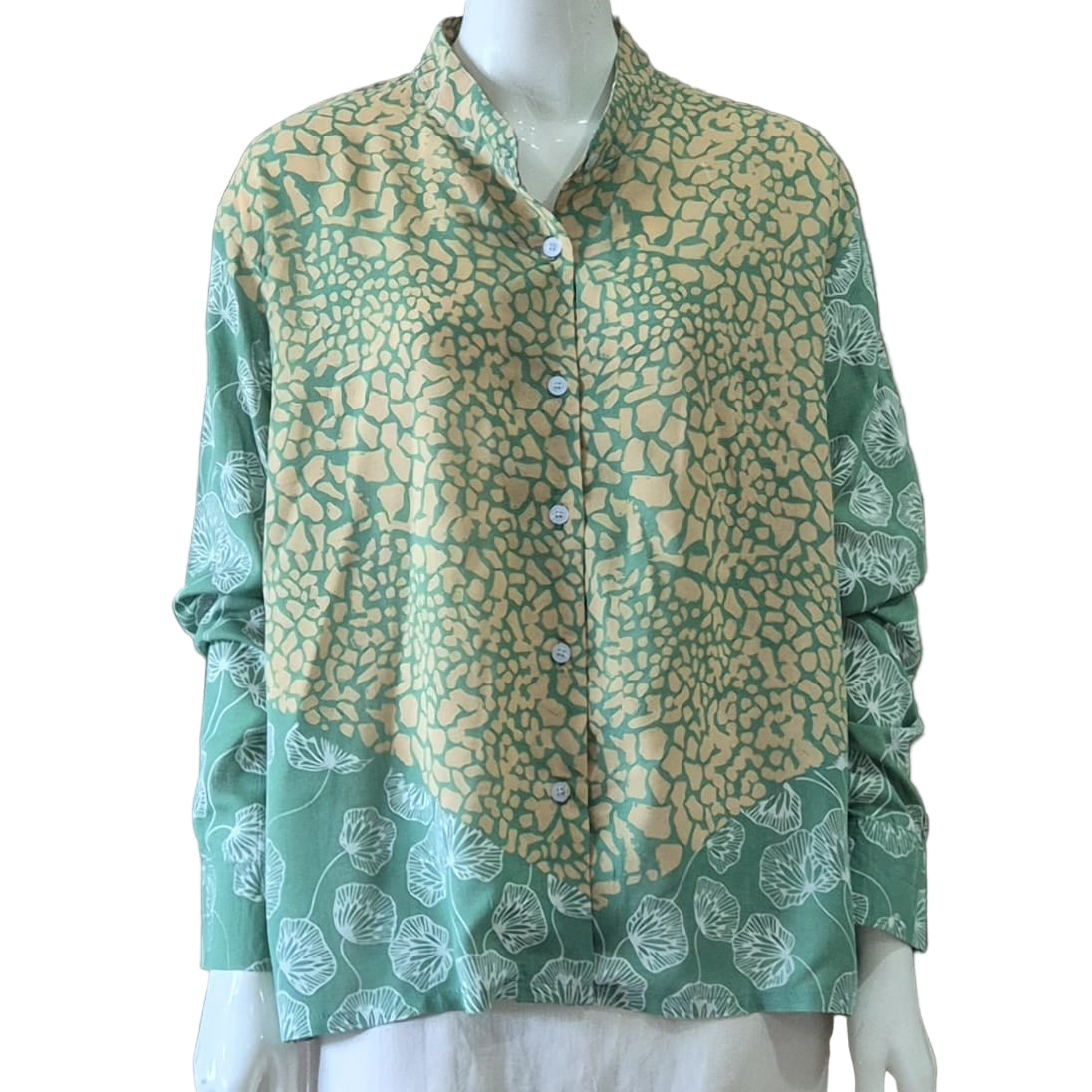 Mandarin Collar Long Sleeve Blouse - M/L