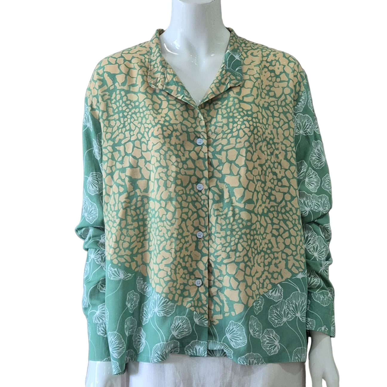 Mandarin Collar Long Sleeve Blouse - M/L